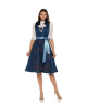 Seidendirndl Annabell in Blau mit Ornamenten