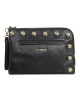Lederclutch mit goldenen Nieten in Schwarz