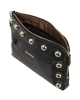 Lederclutch mit goldenen Nieten in Schwarz