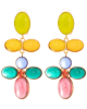 Ohrringe in Gelb-Türkis mit Blumen