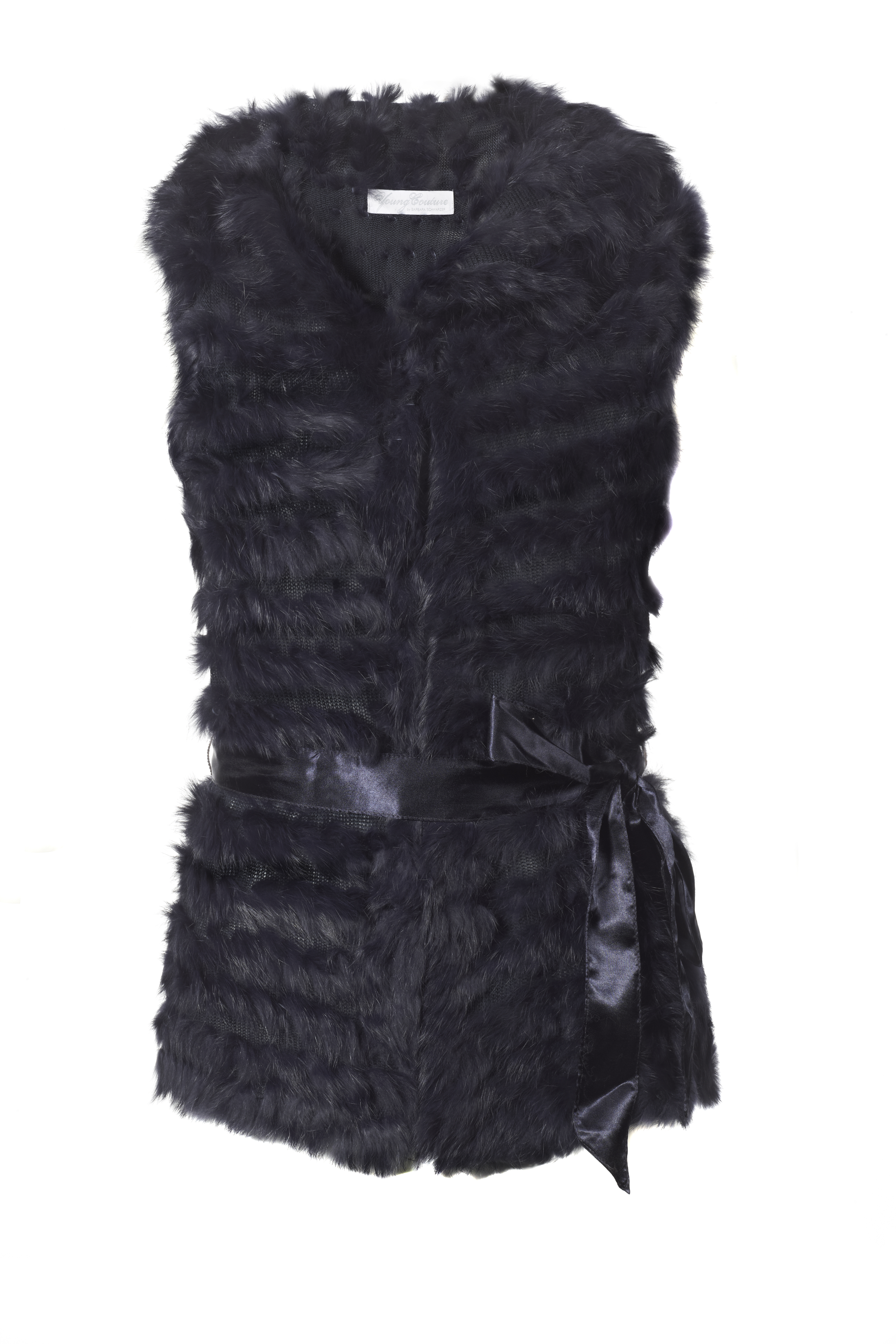 Fellweste mit Satinband in Blau