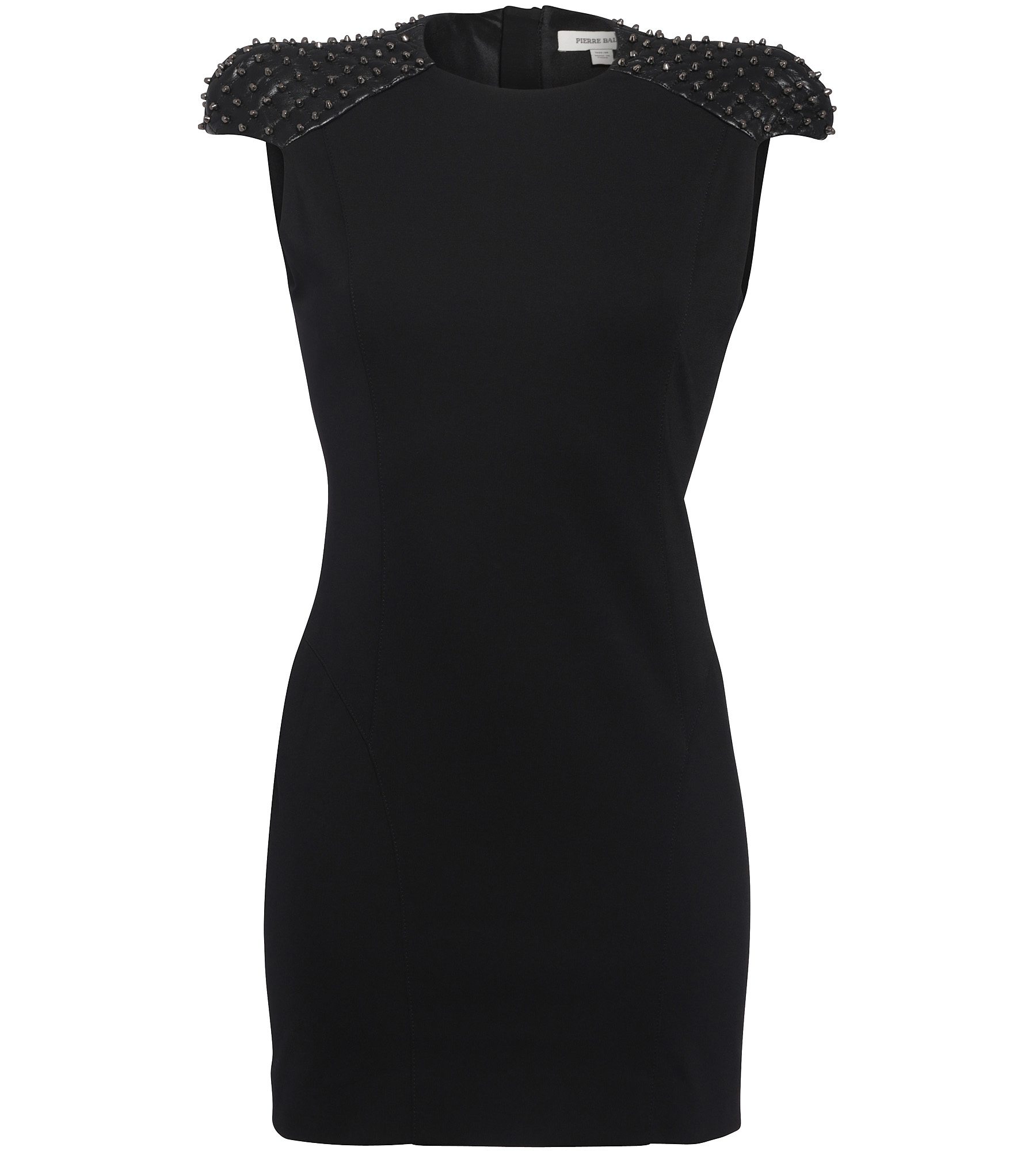 Jerseykleid mit Lederschultern und Nieten