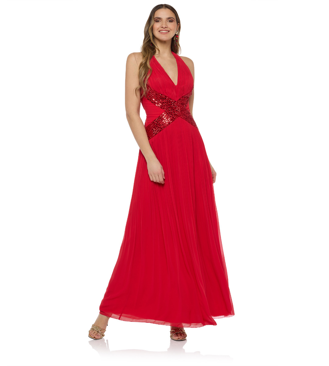 Abendkleid mit Applikation in Rot