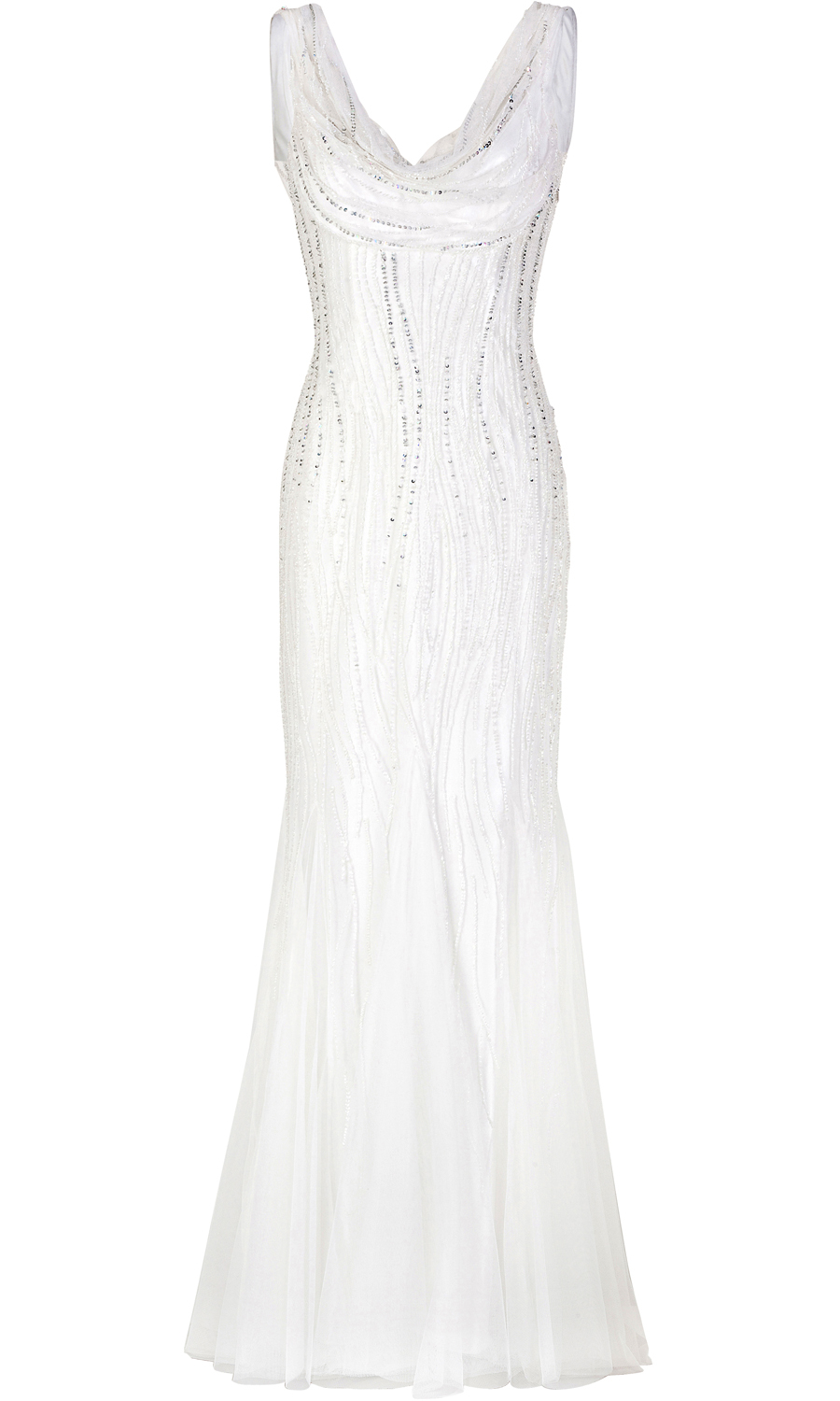 Abendrobe mit Perlenstickerei in Weiß