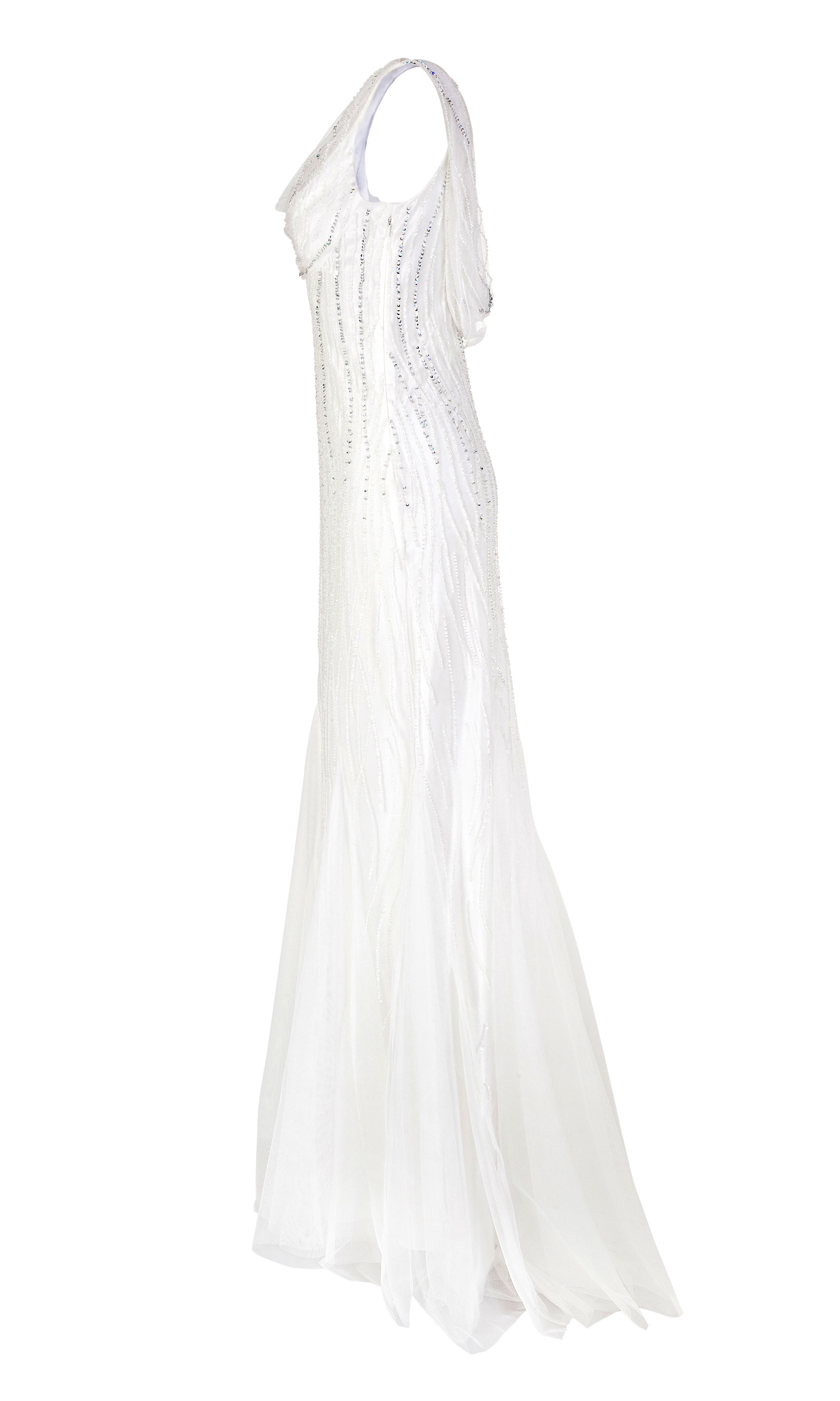 Abendrobe mit Perlenstickerei in Weiß