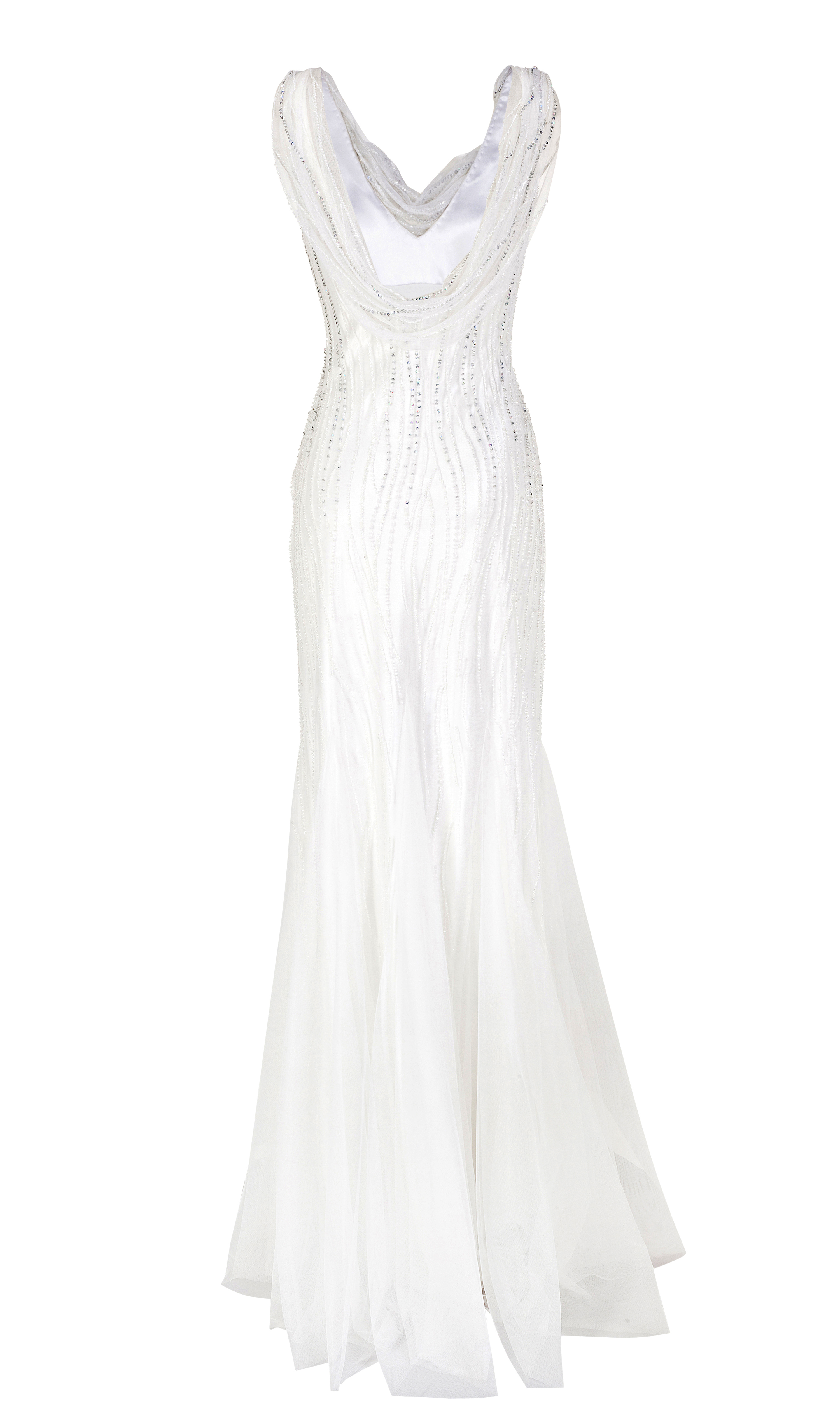Abendrobe mit Perlenstickerei in Weiß