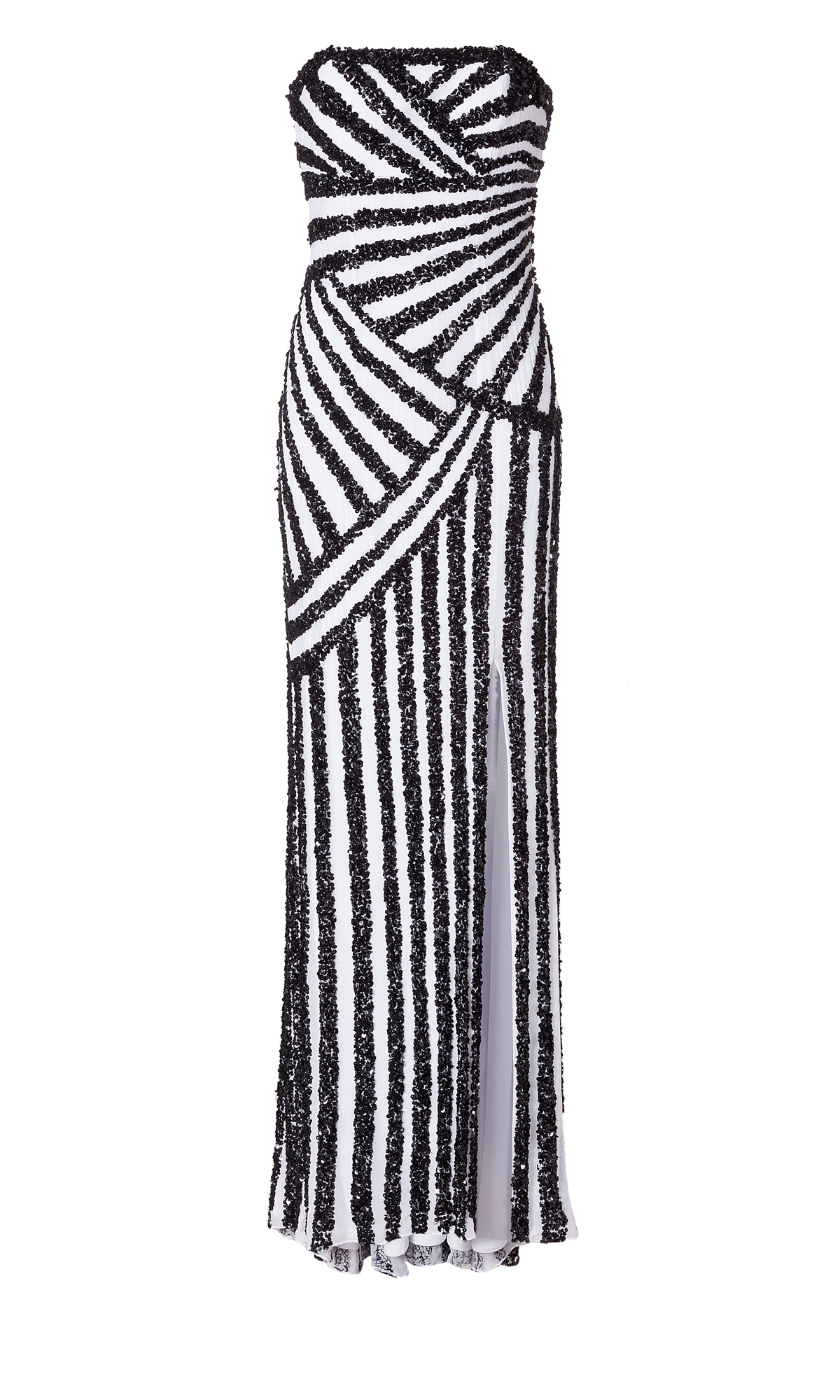 Bustierkleid mit Pailletten in Schwarz-Weiss