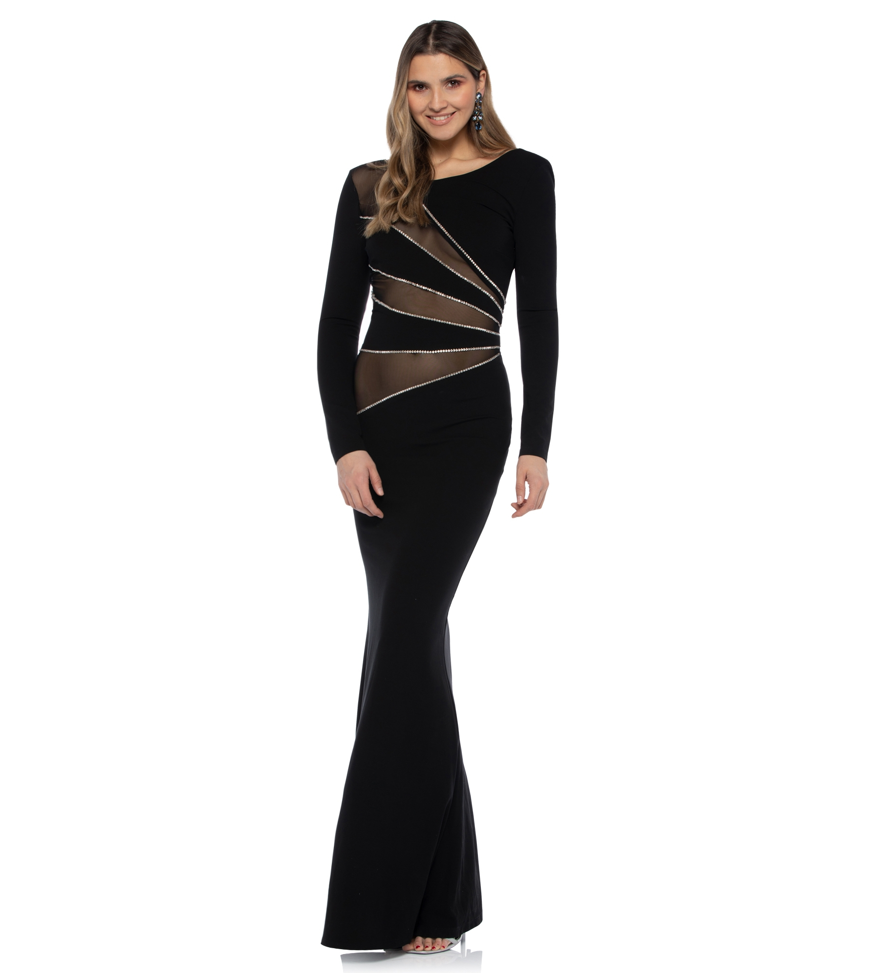Abendrobe mit Cut-Outs in Schwarz