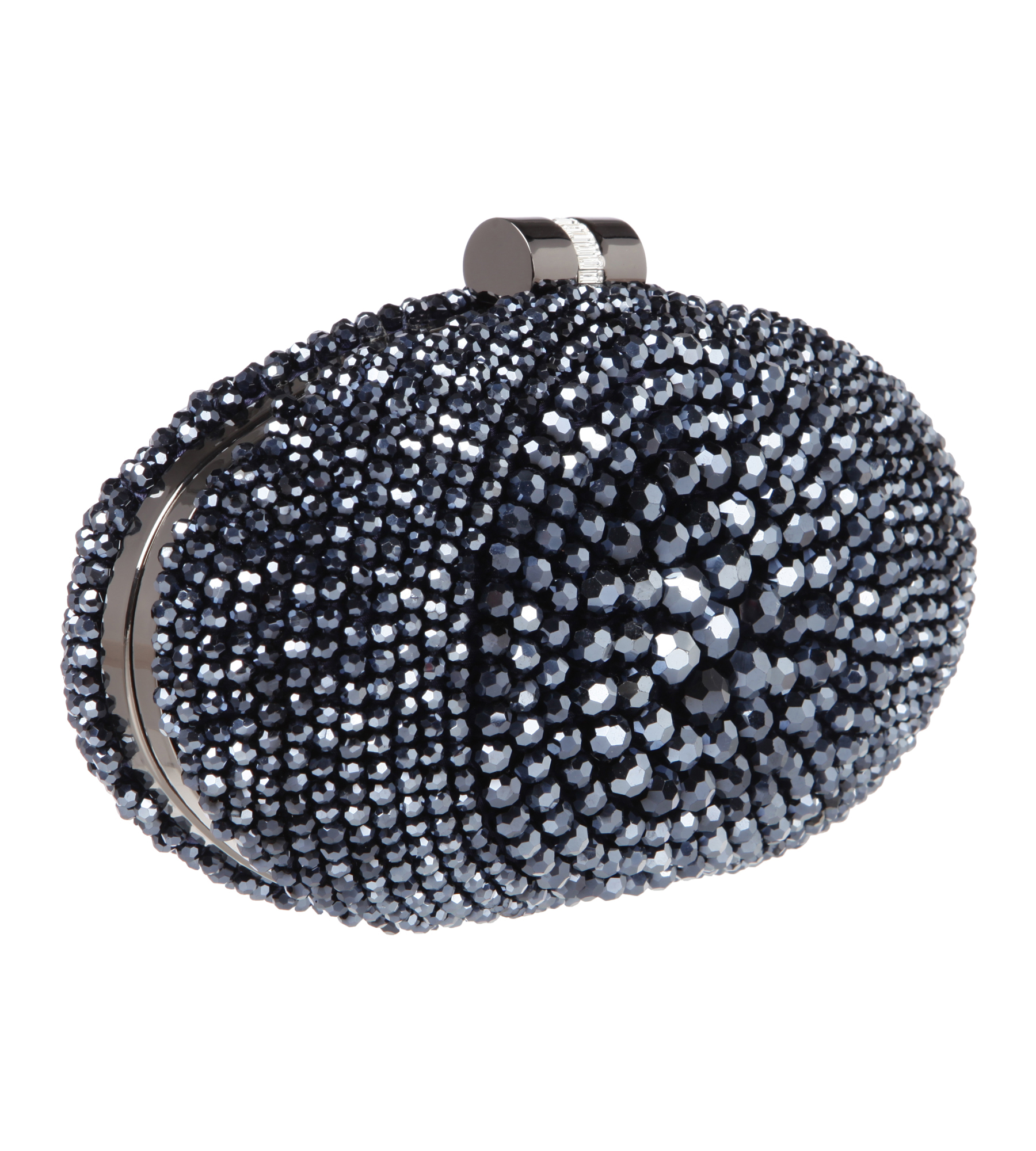 Clutch mit glänzenden Perlen in Blau