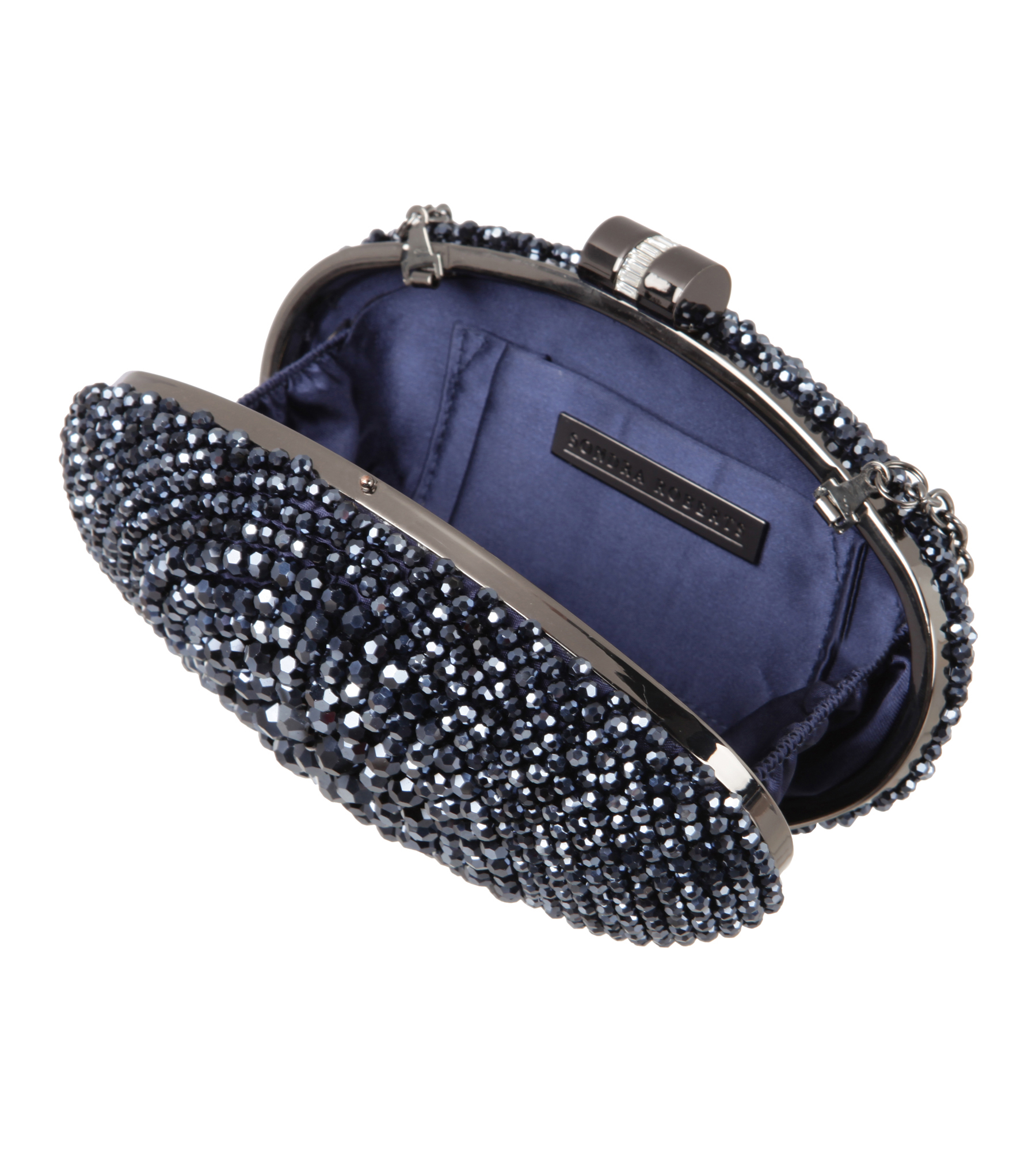 Clutch mit glänzenden Perlen in Blau