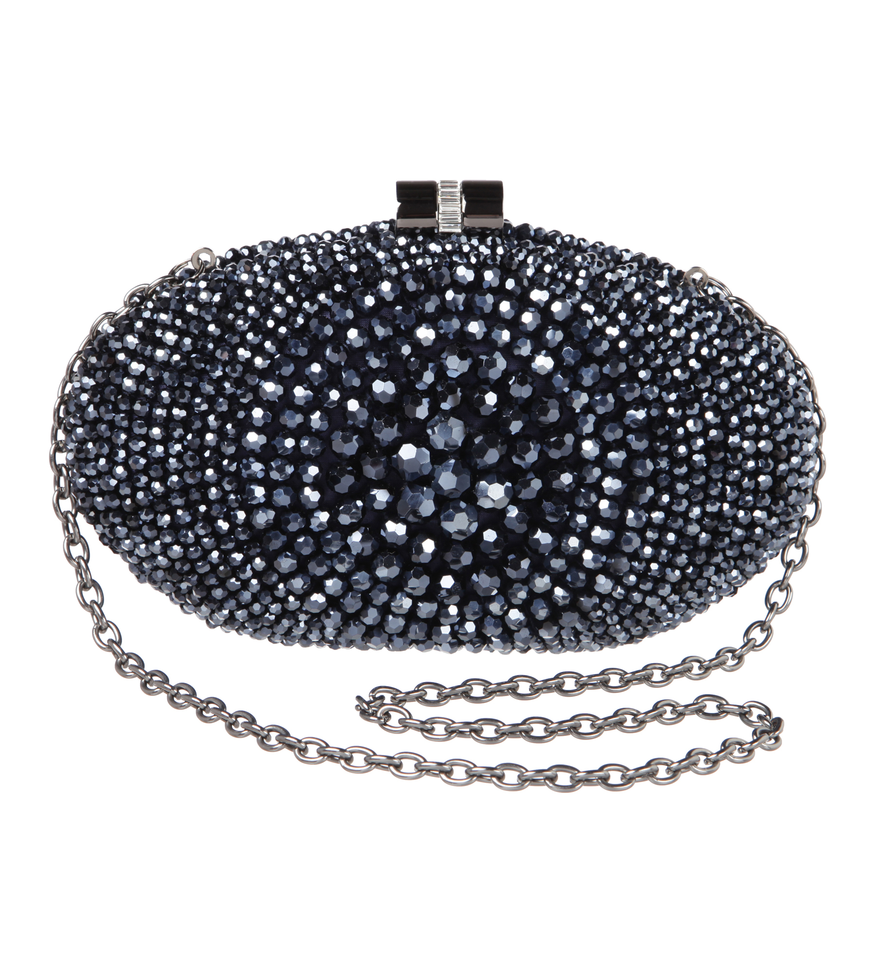 Clutch mit glänzenden Perlen in Blau