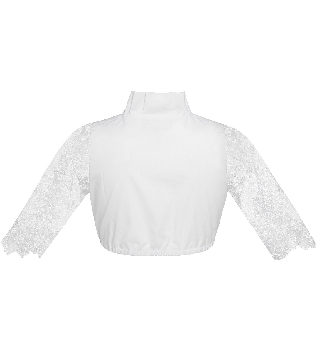 Weiße Dirndlbluse mit Spitzenärmel
