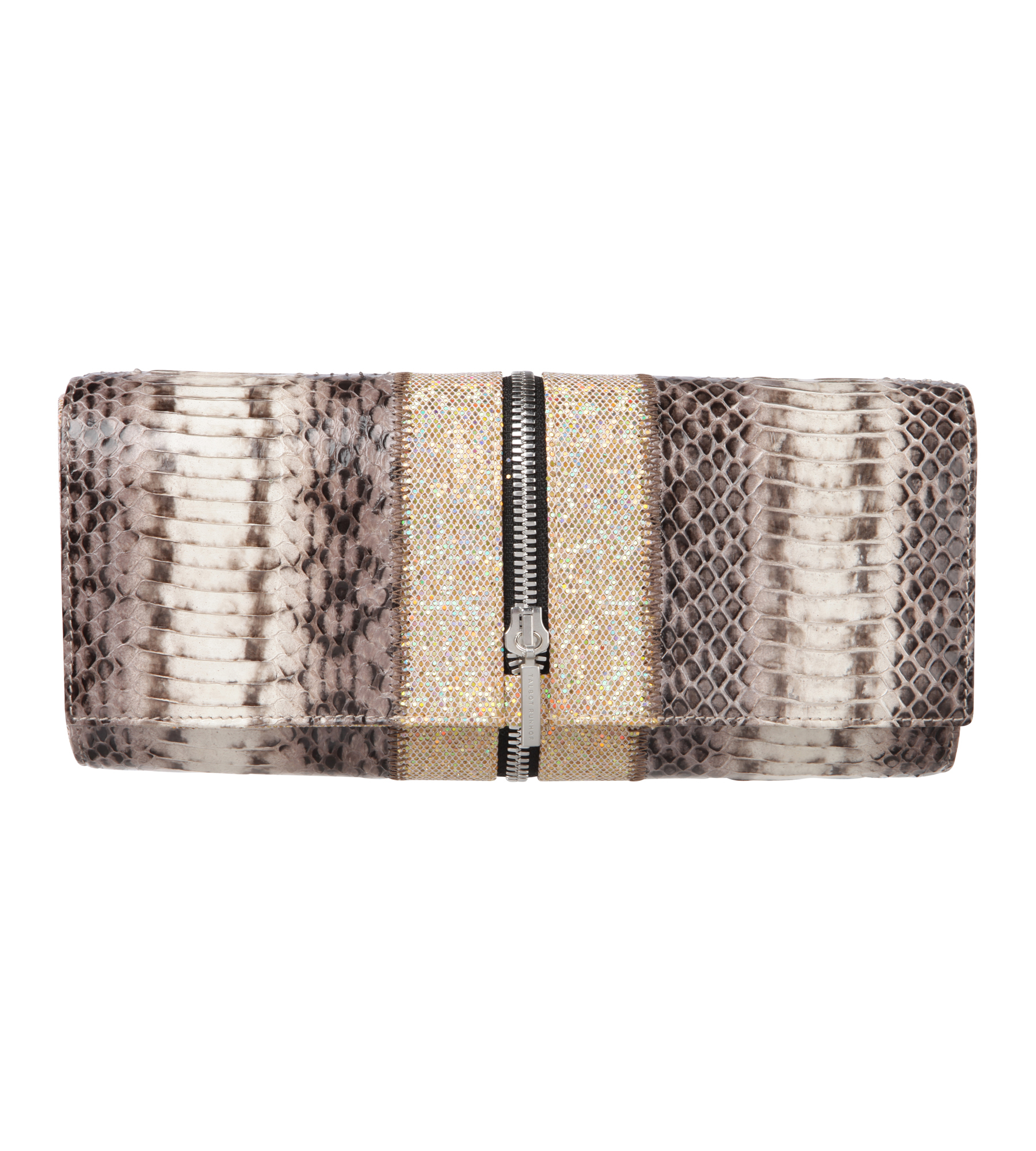 Glitzer-Clutch mit Schlangenprint