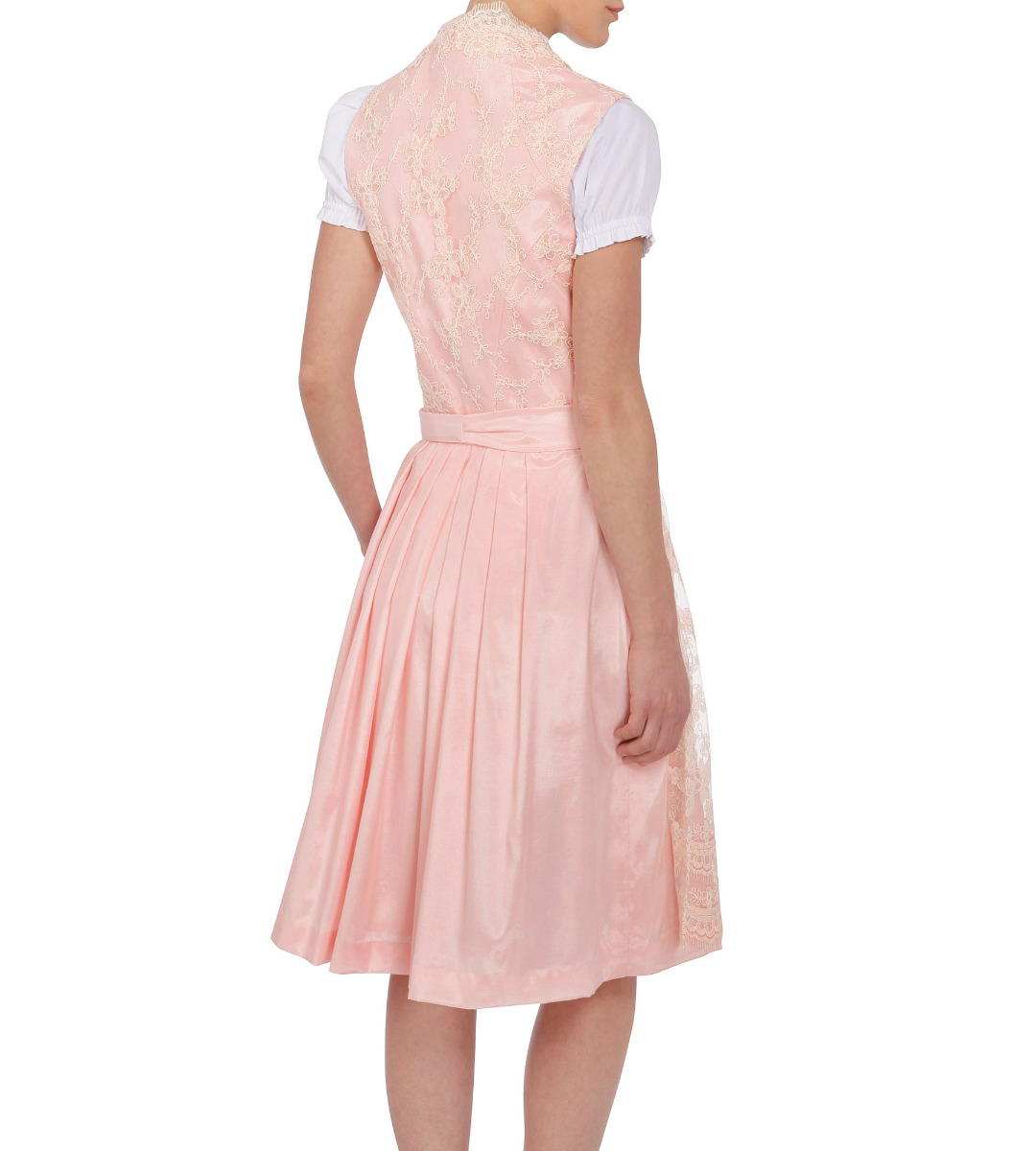 Roséfarbenes Unikat-Dirndl mit Spitze
