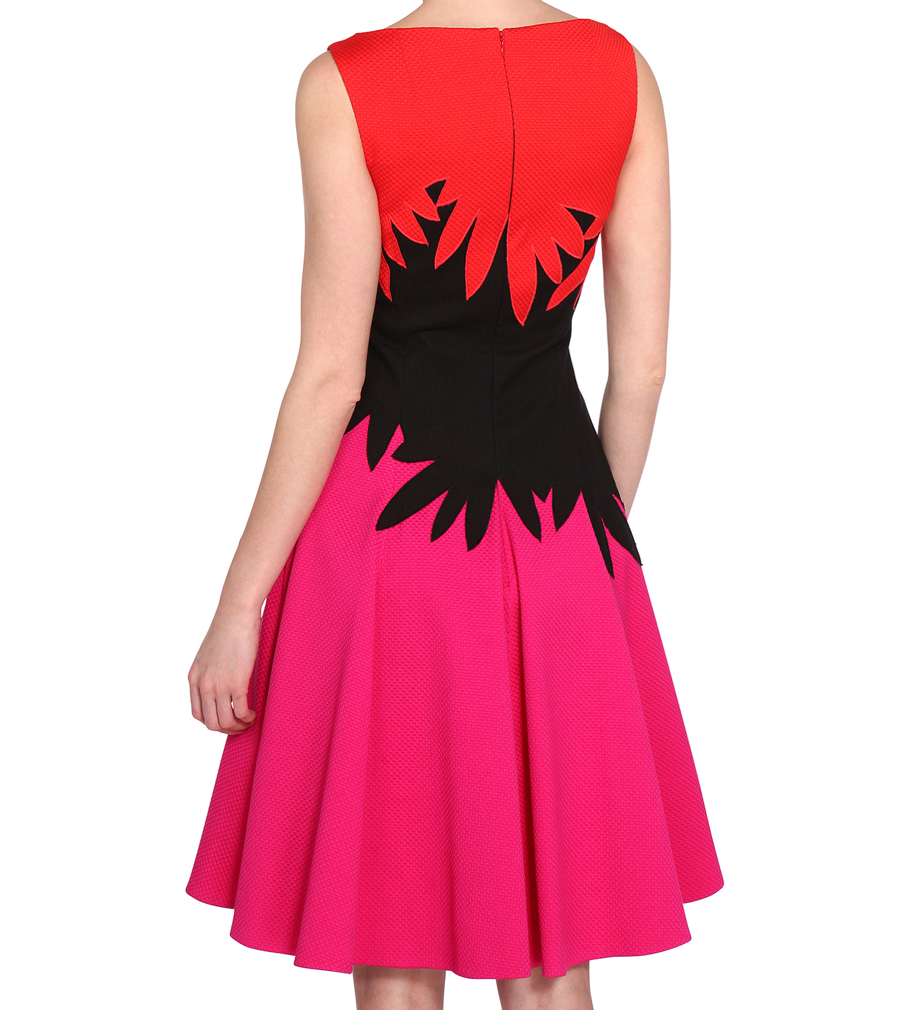 Tricolor Cocktailkleid in Pink/Rot