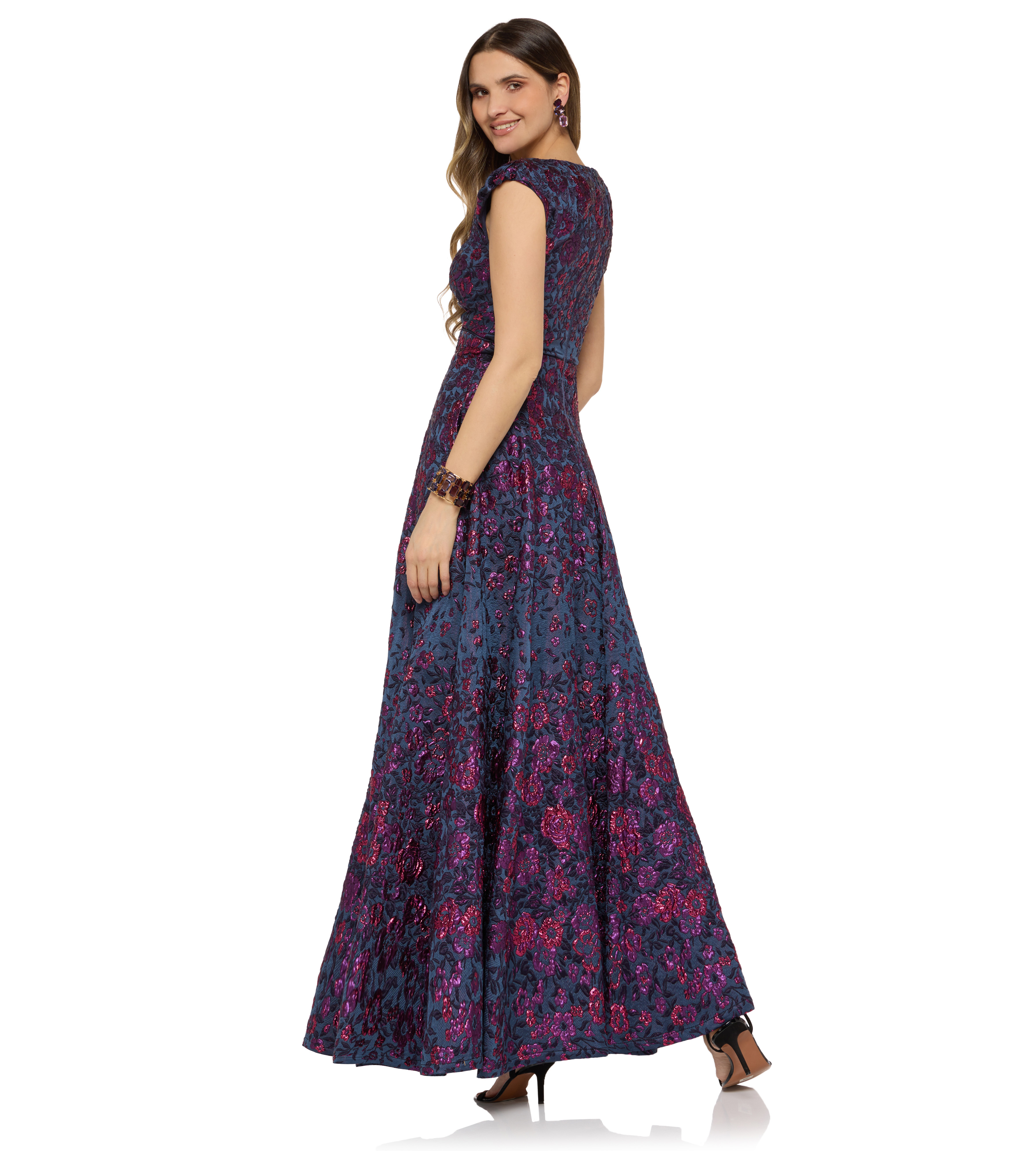 Brokatkleid mit edler Blumenstickerei