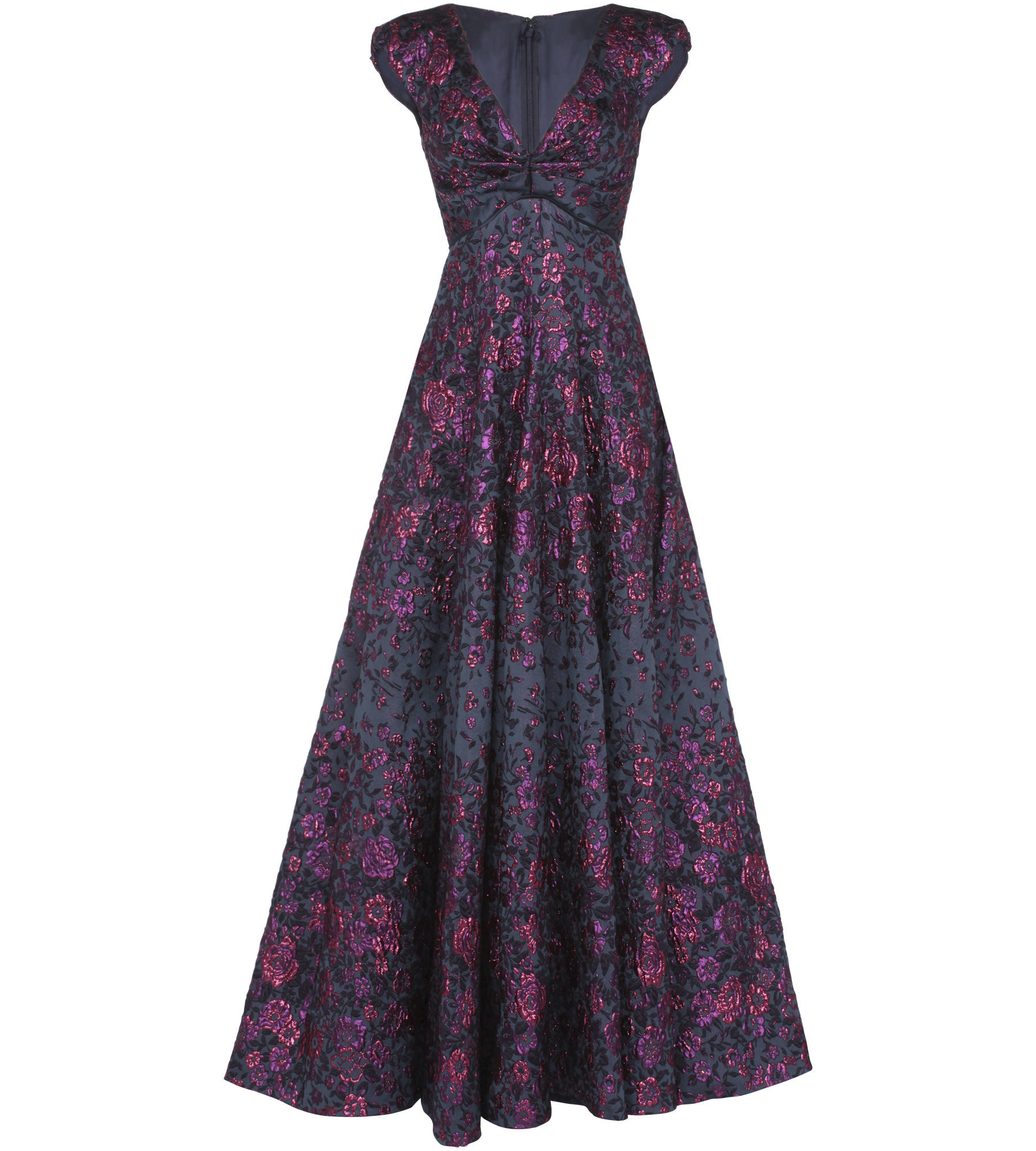 Brokatkleid mit edler Blumenstickerei