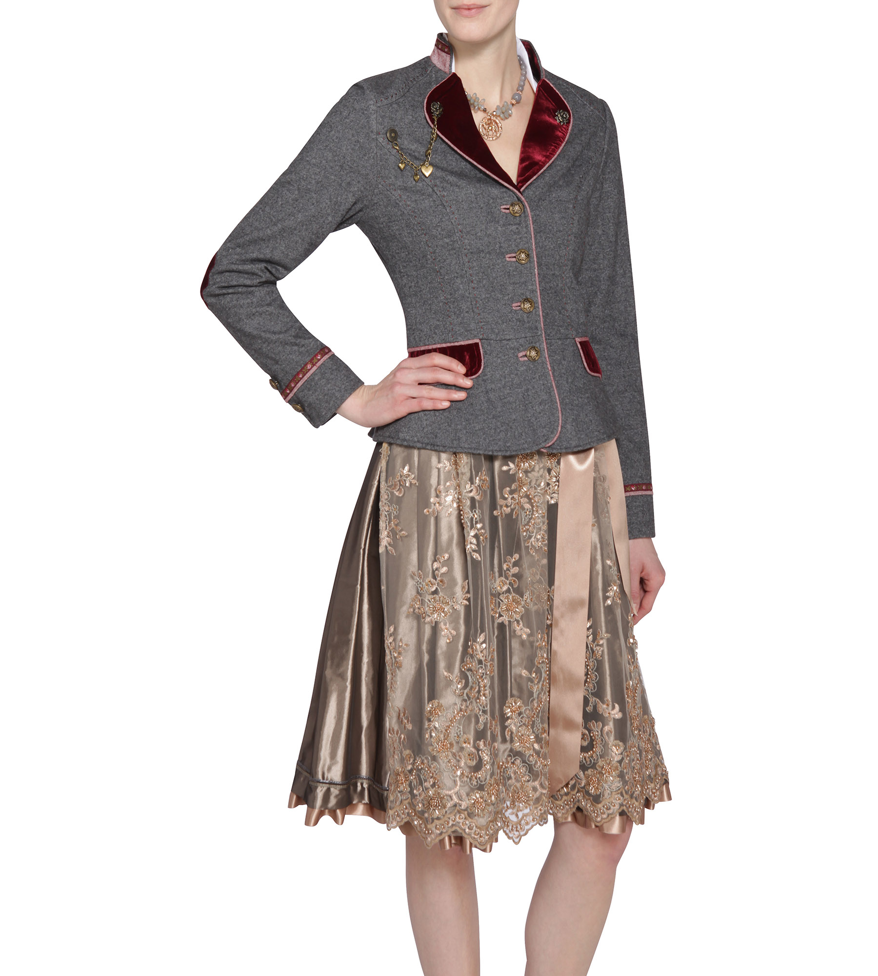 Trachtenblazer in Grau mit rotem Samt