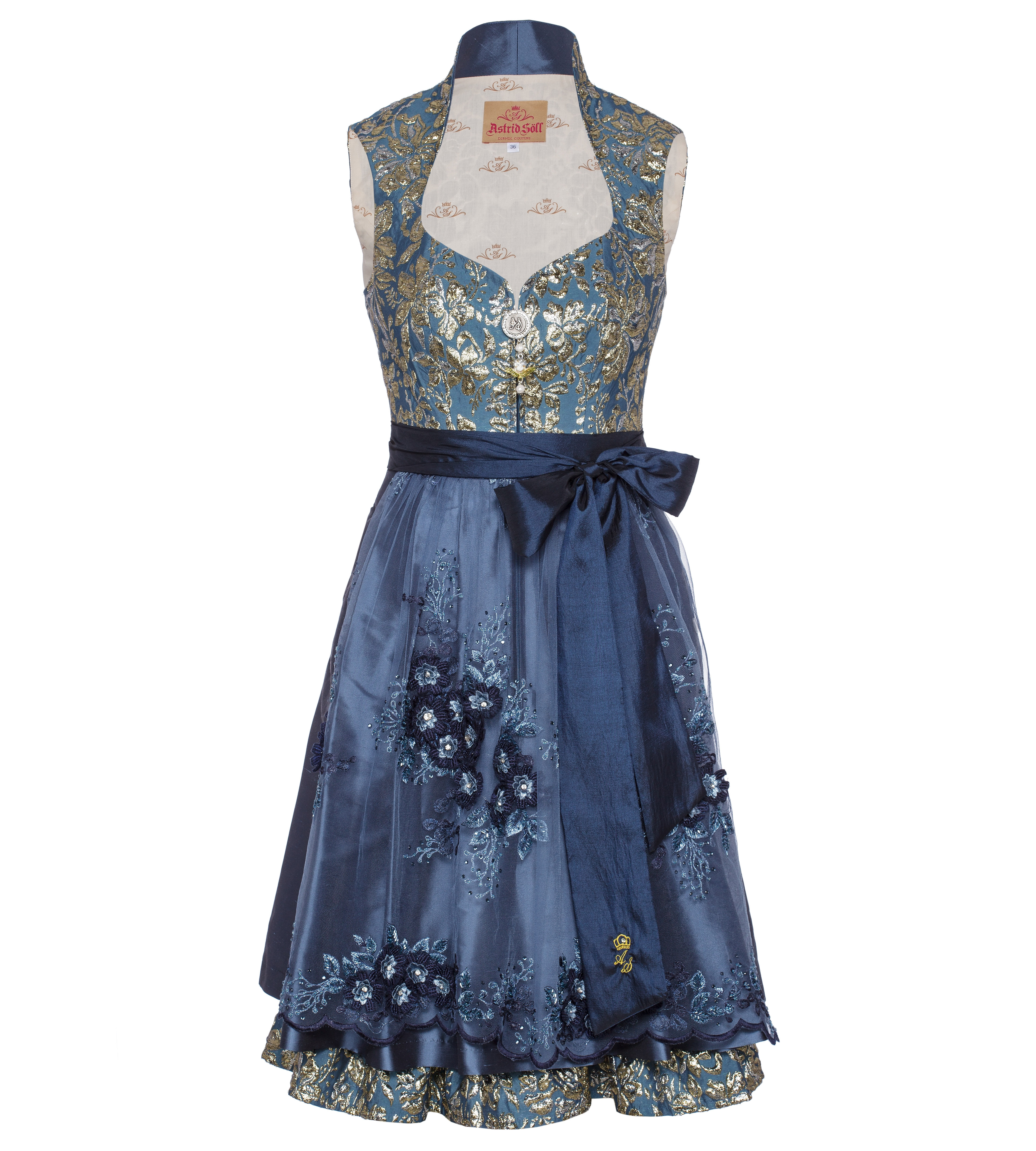 Dirndl in Blau/Gold