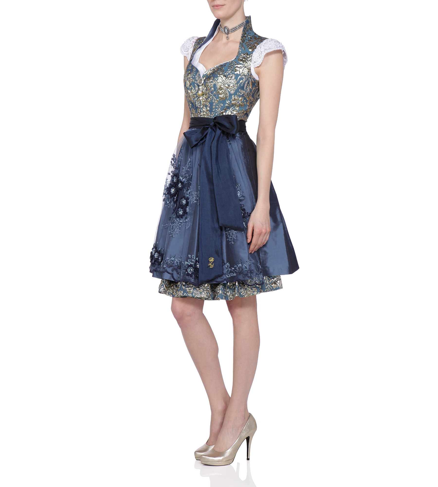 Dirndl in Blau/Gold