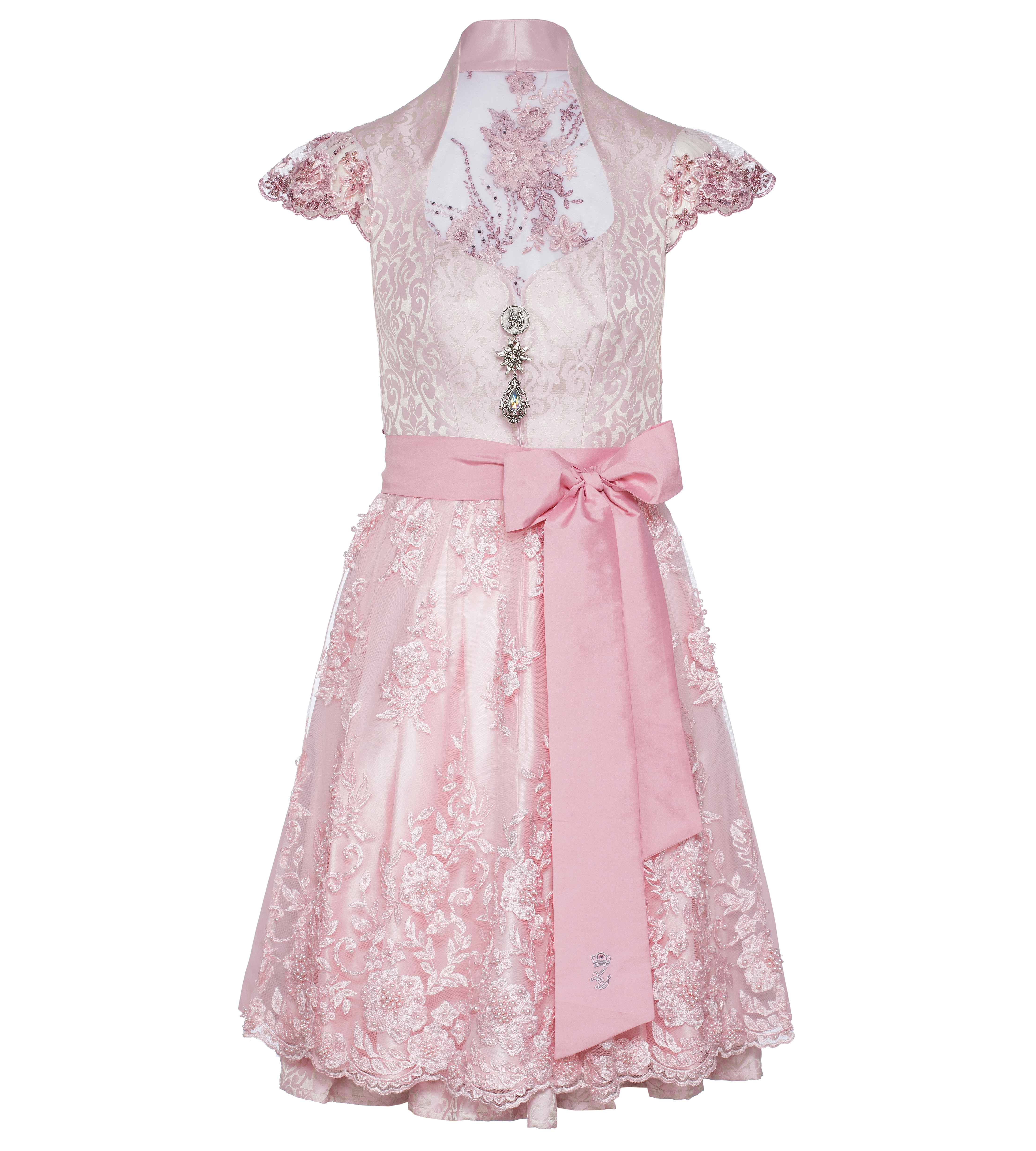 Dirndl mit Spitzenrücken in Rosa