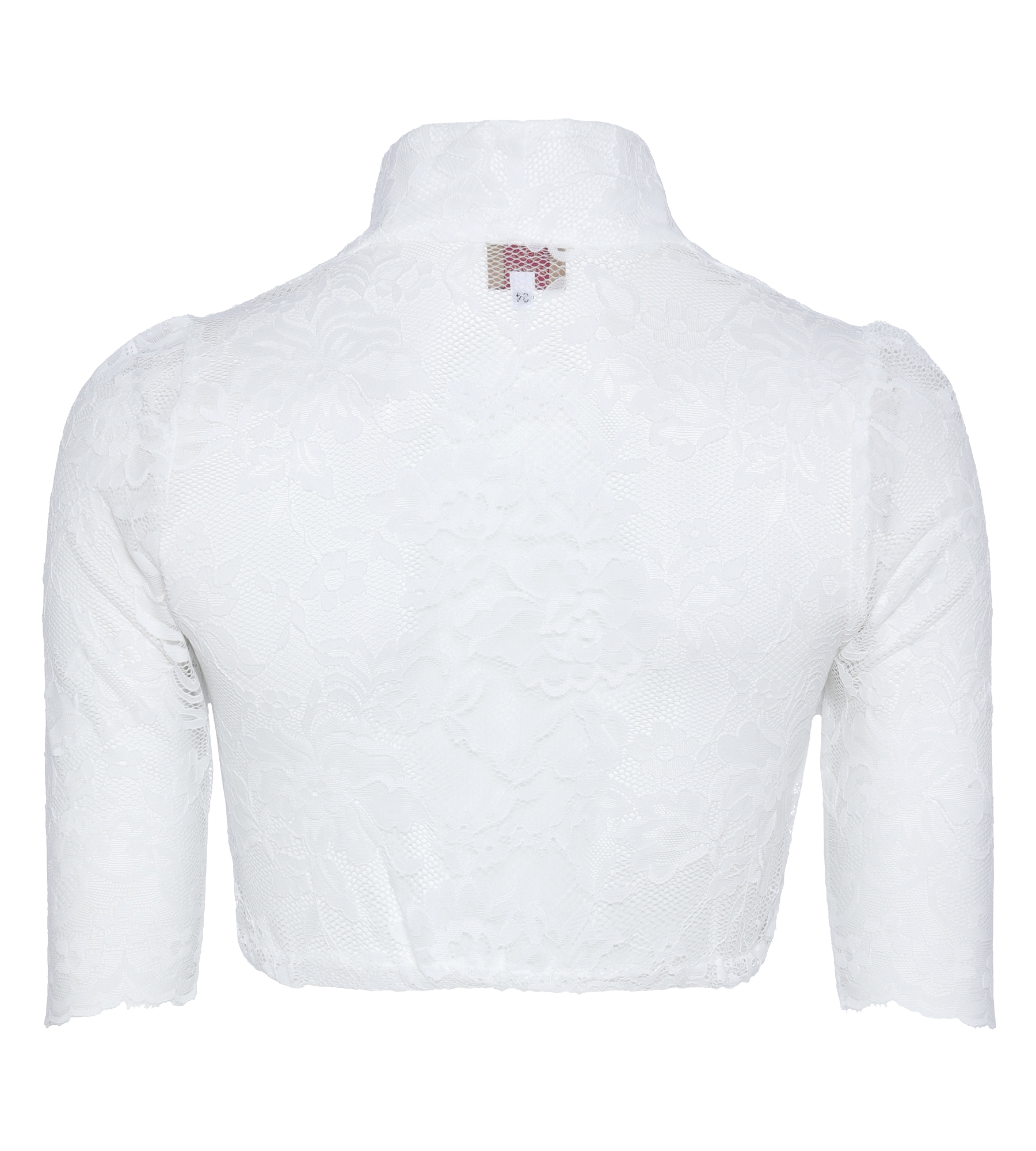 Stehkragen-Bluse aus Spitze in Weiss