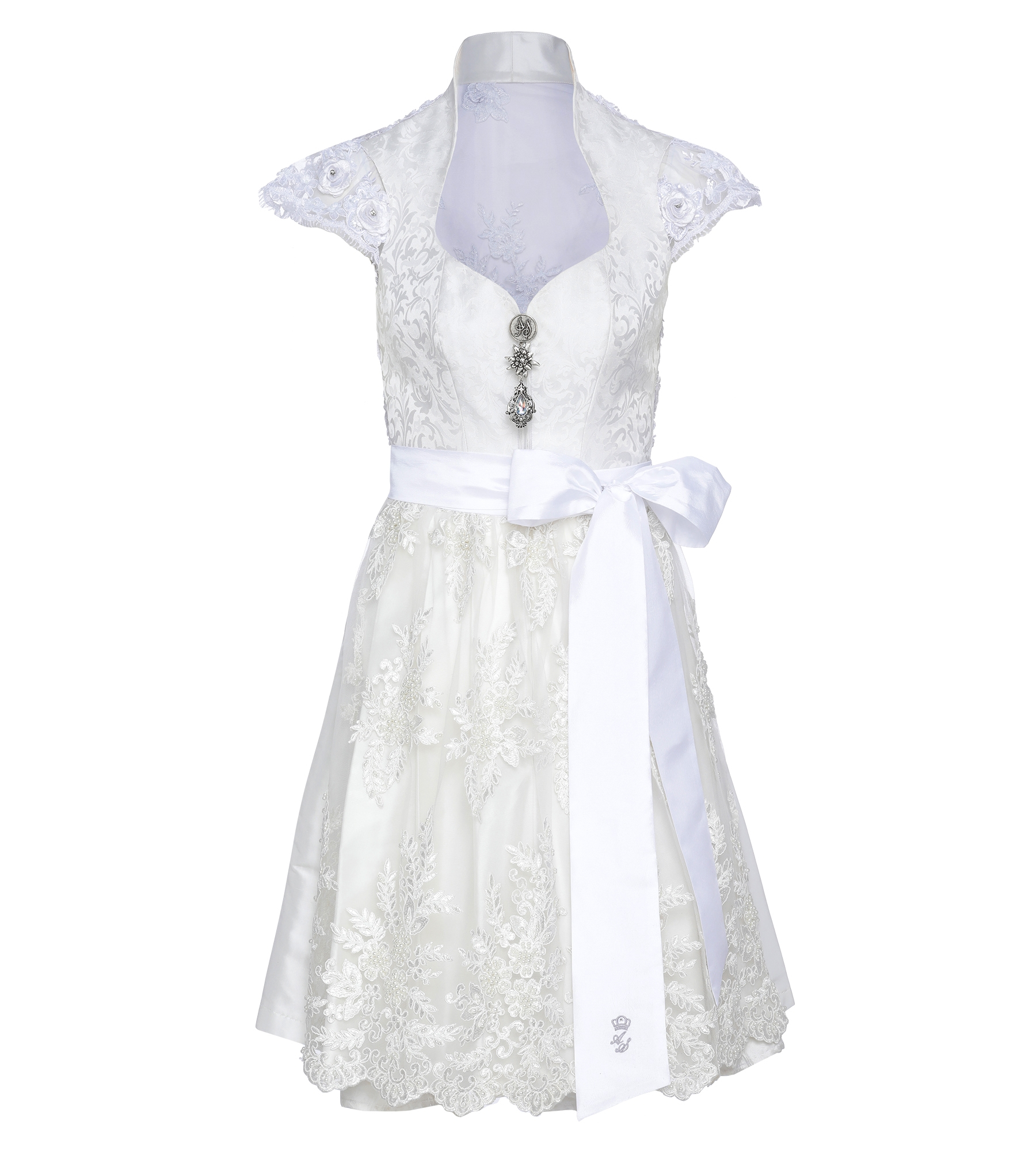  Dirndl in Cremé mit Spitzenrücken