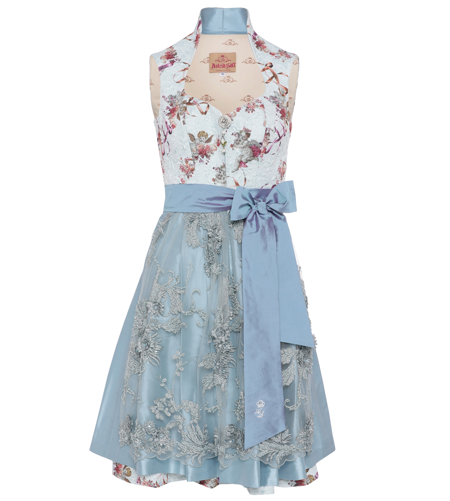 Dirndl in Hellblau mit Engeln