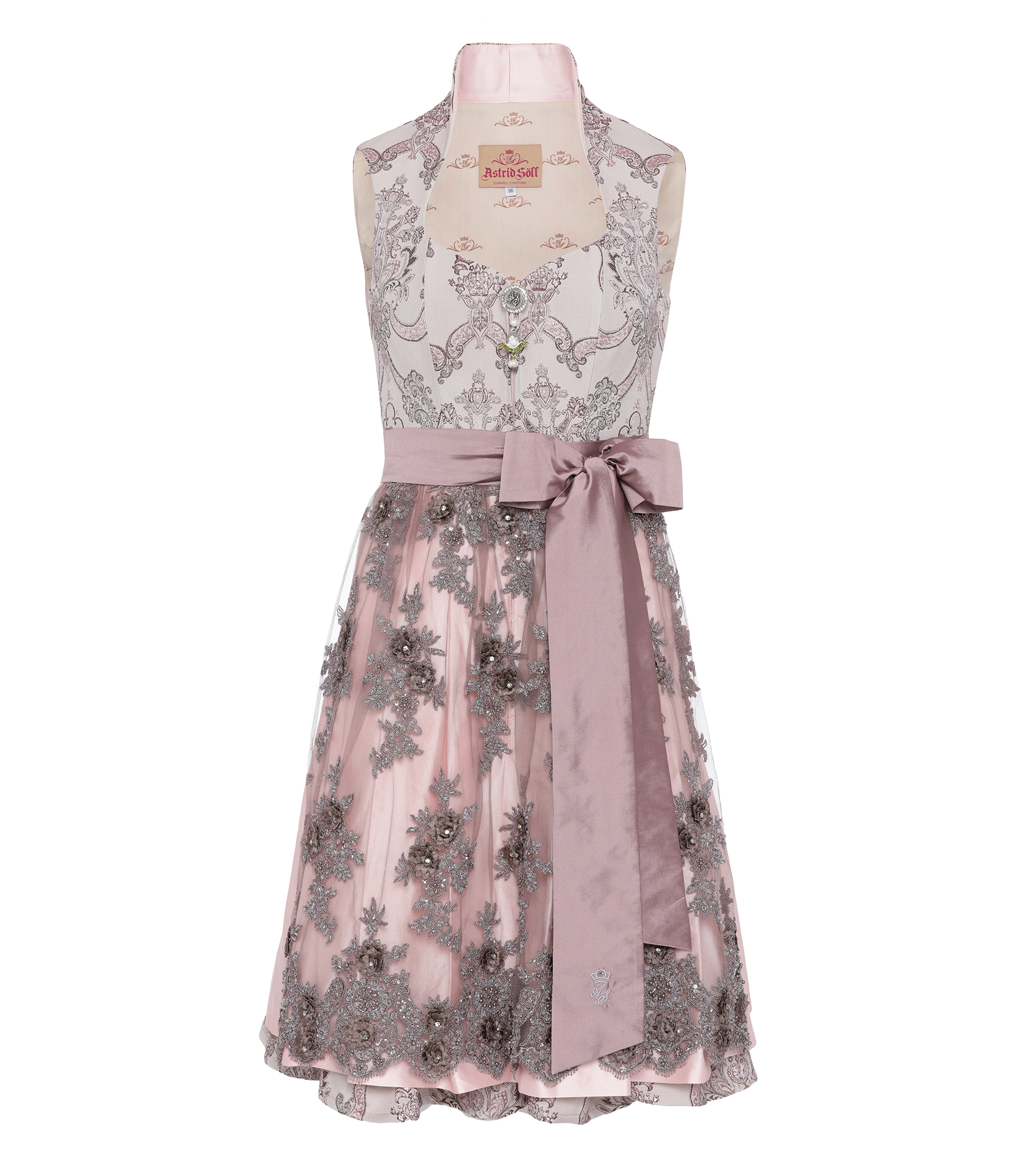 Brokat-Dirndl in Rosé