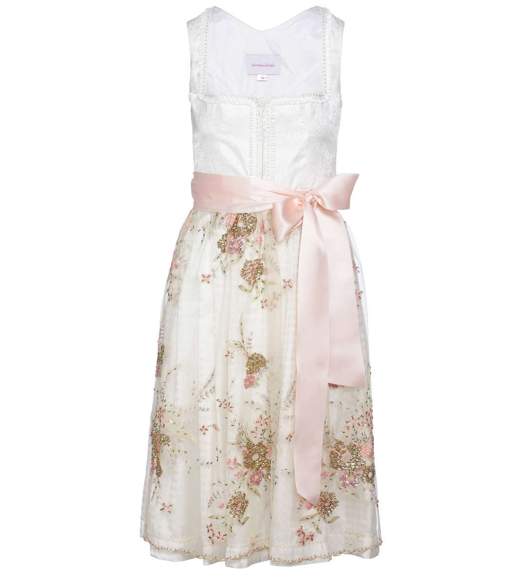Brautdirndl in Weiss/Rosé