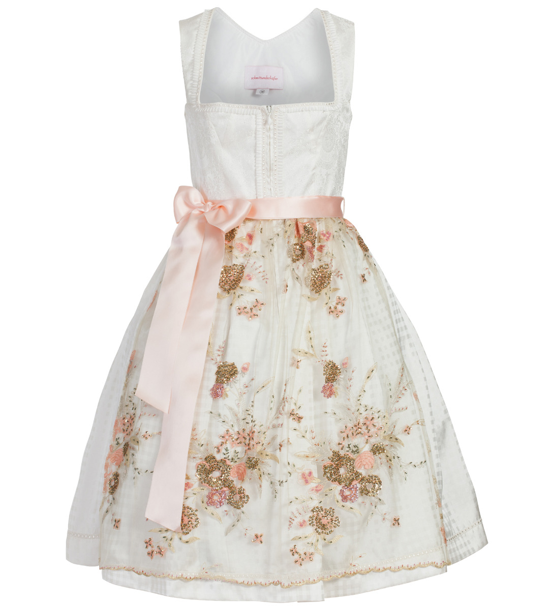 Brautdirndl in Weiss/Rosé