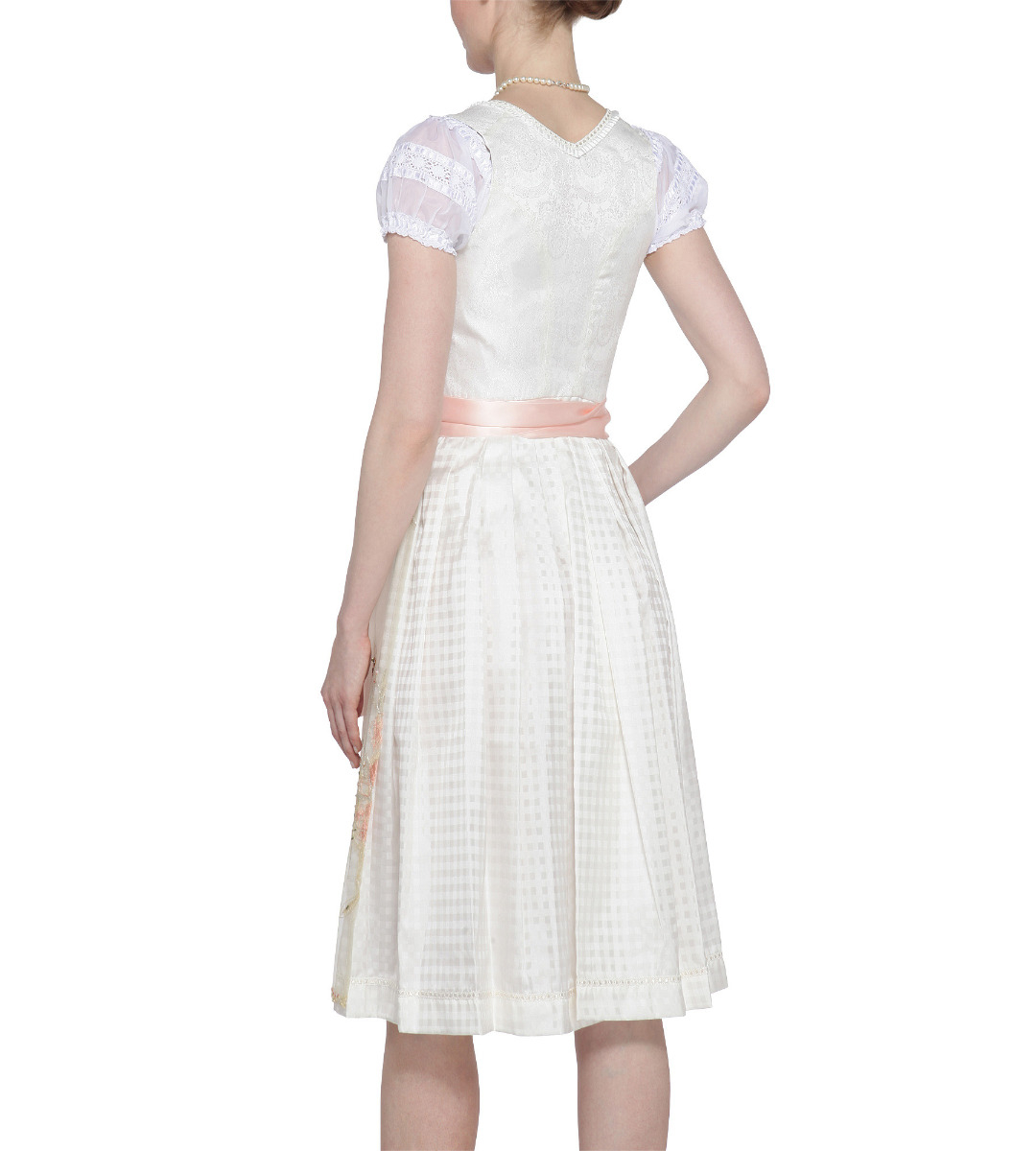 Brautdirndl in Weiss/Rosé