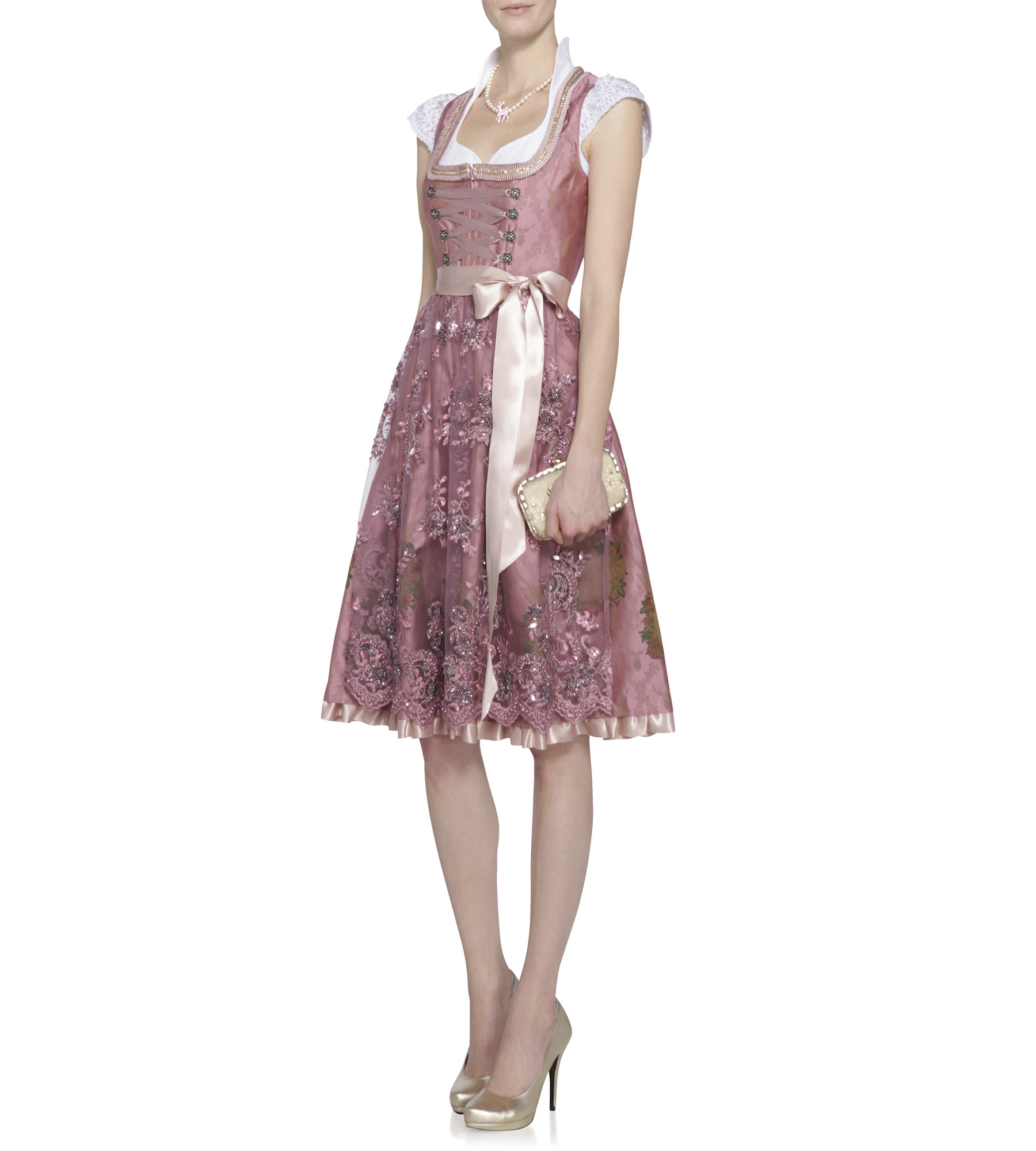 Dirndl in Rosa/Pink mit Spitzenschürze