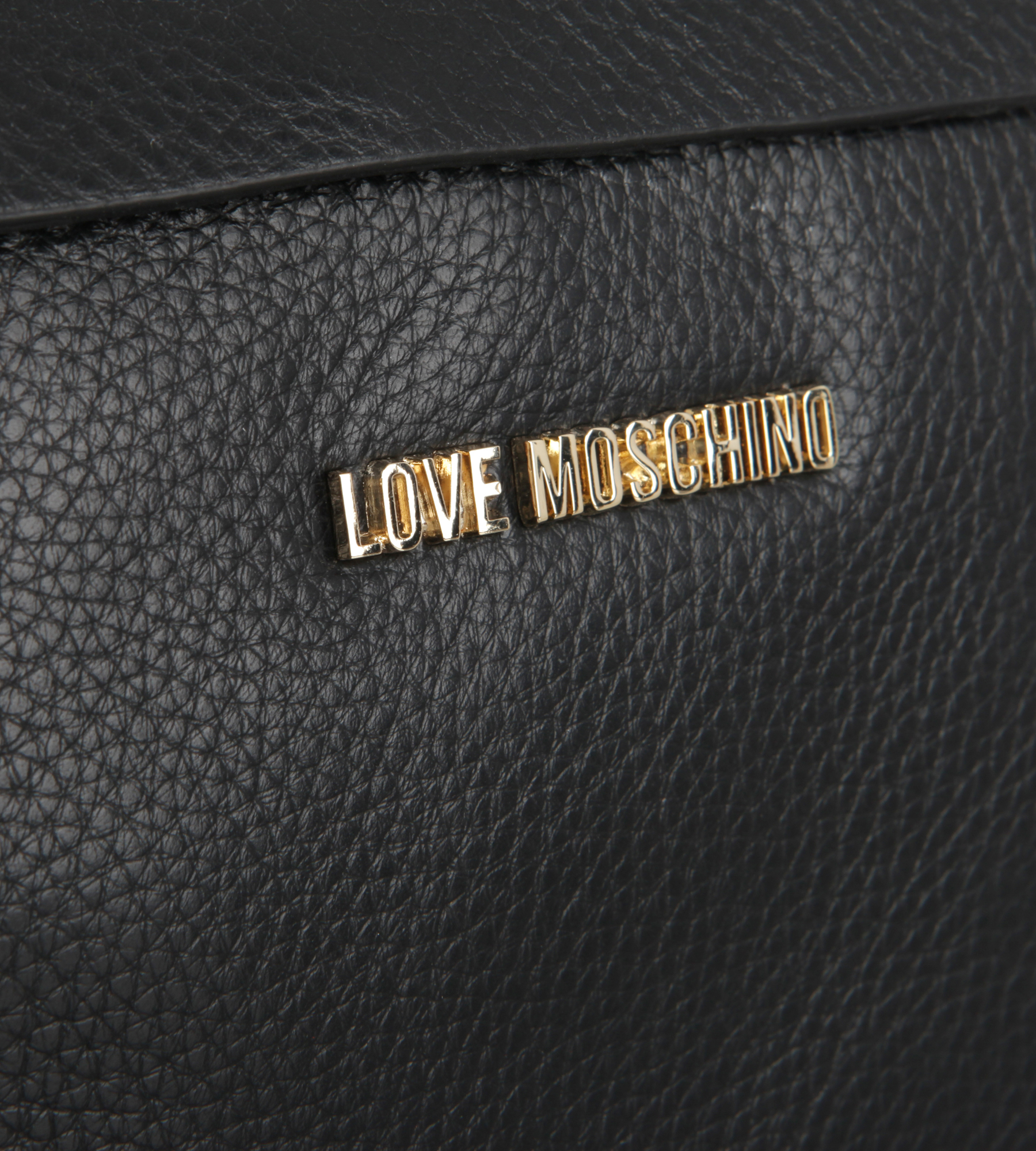 Lederclutch mit goldenen Nieten in Schwarz