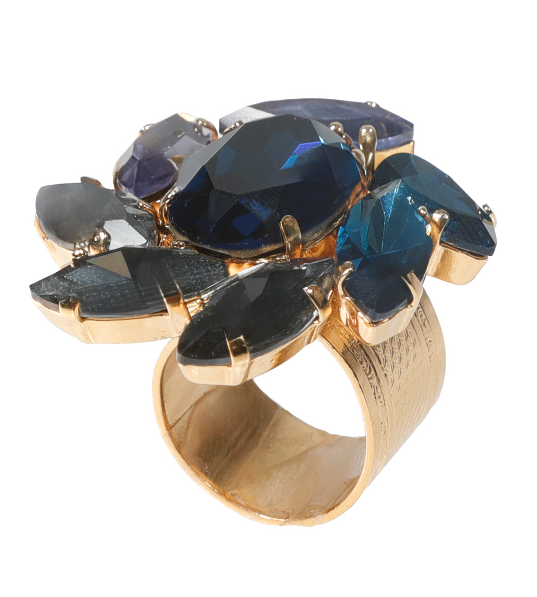 Floraler Schmuckstein-Ring in Lila