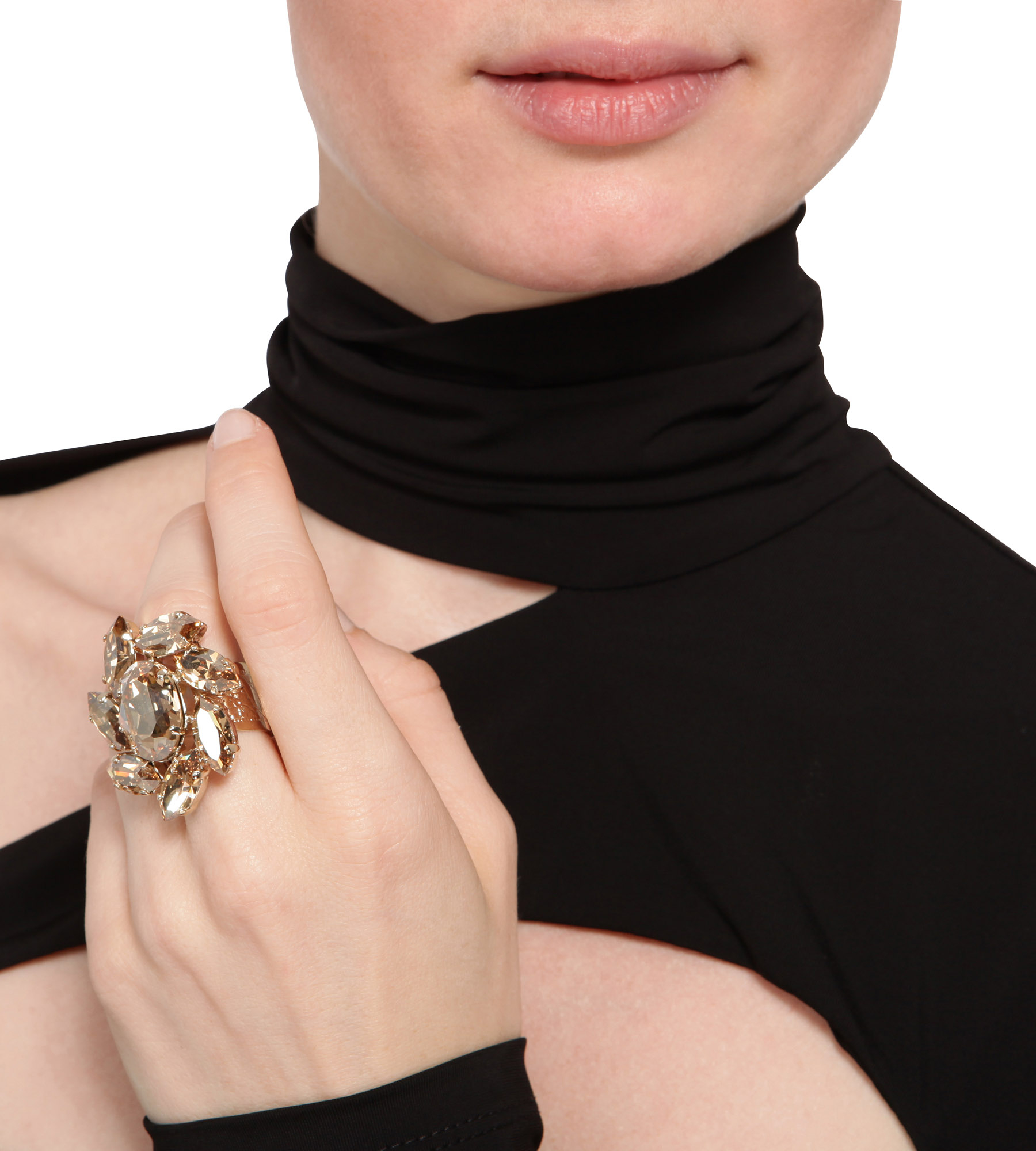 Floraler Schmuckstein-Ring in Gold