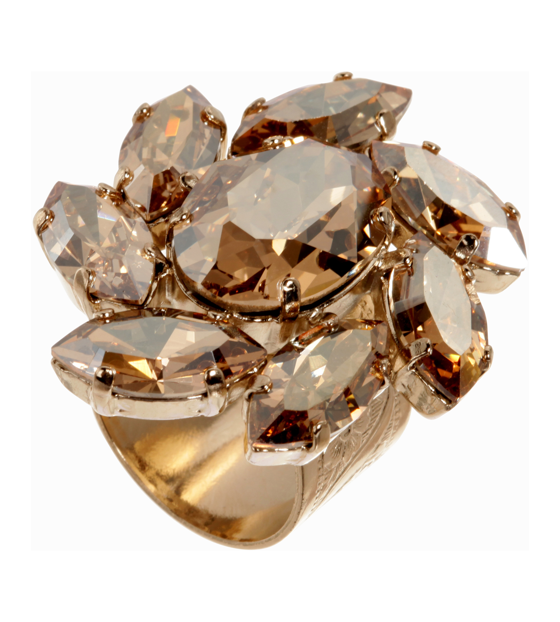 Floraler Schmuckstein-Ring in Gold