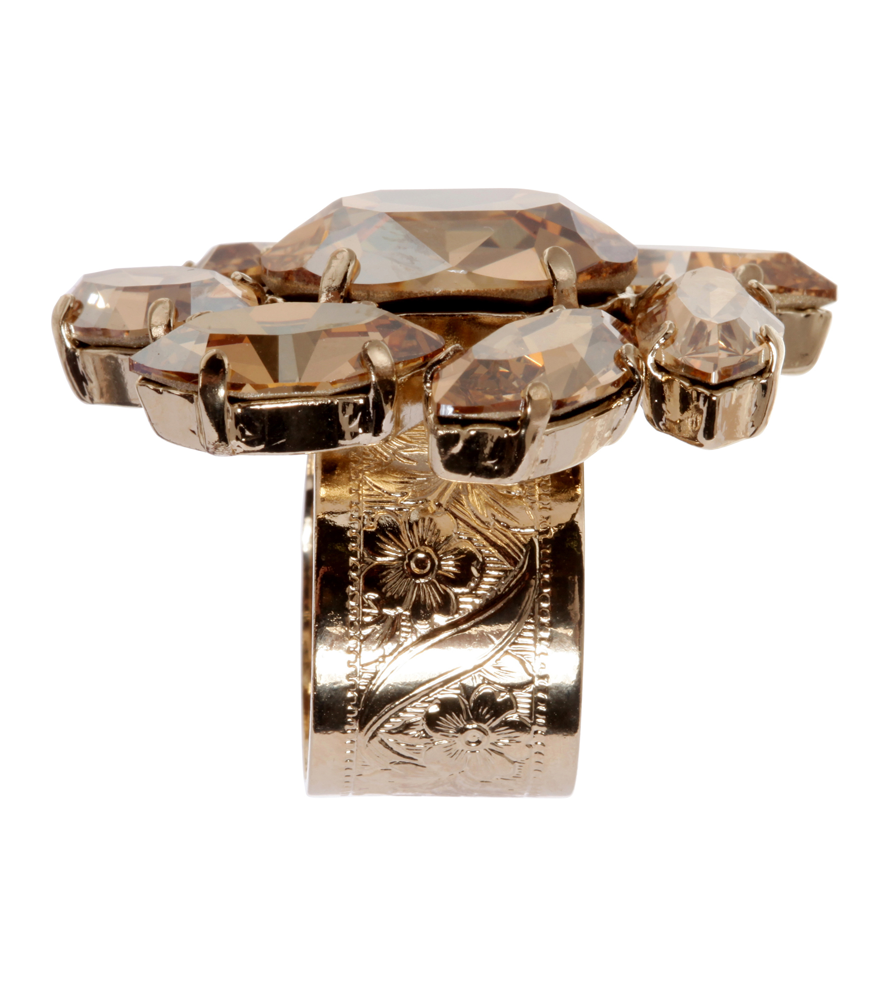 Floraler Schmuckstein-Ring in Gold