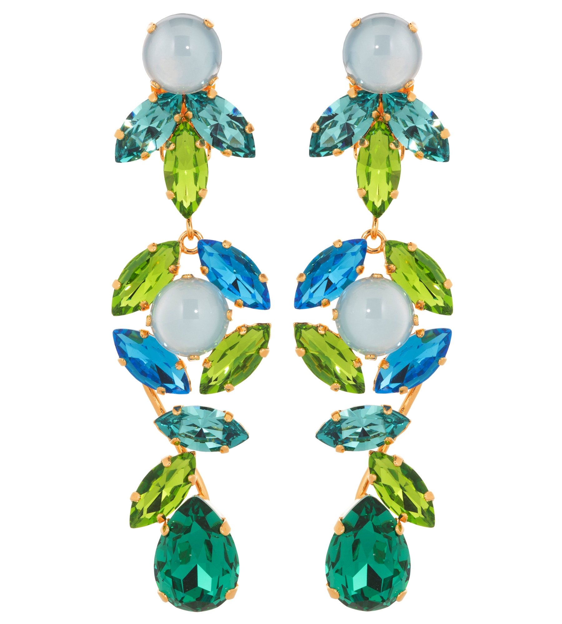 Hängeohrclips in Blau-Gruen