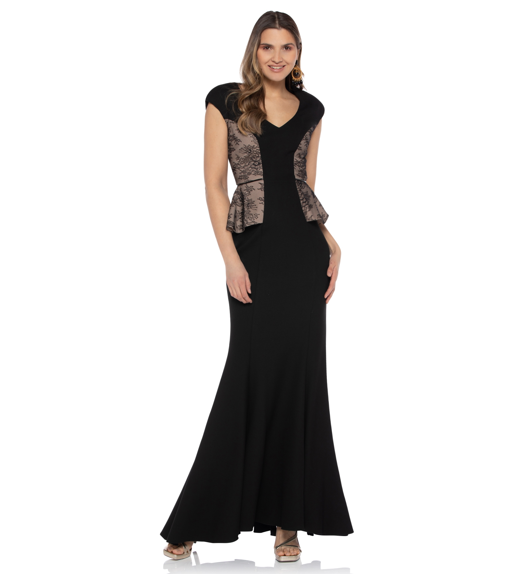 Abendrobe mit Spitze in Schwarz