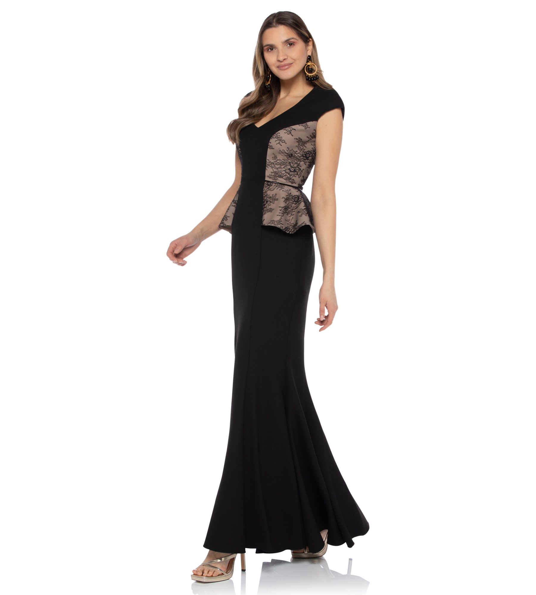 Abendrobe mit Spitze in Schwarz