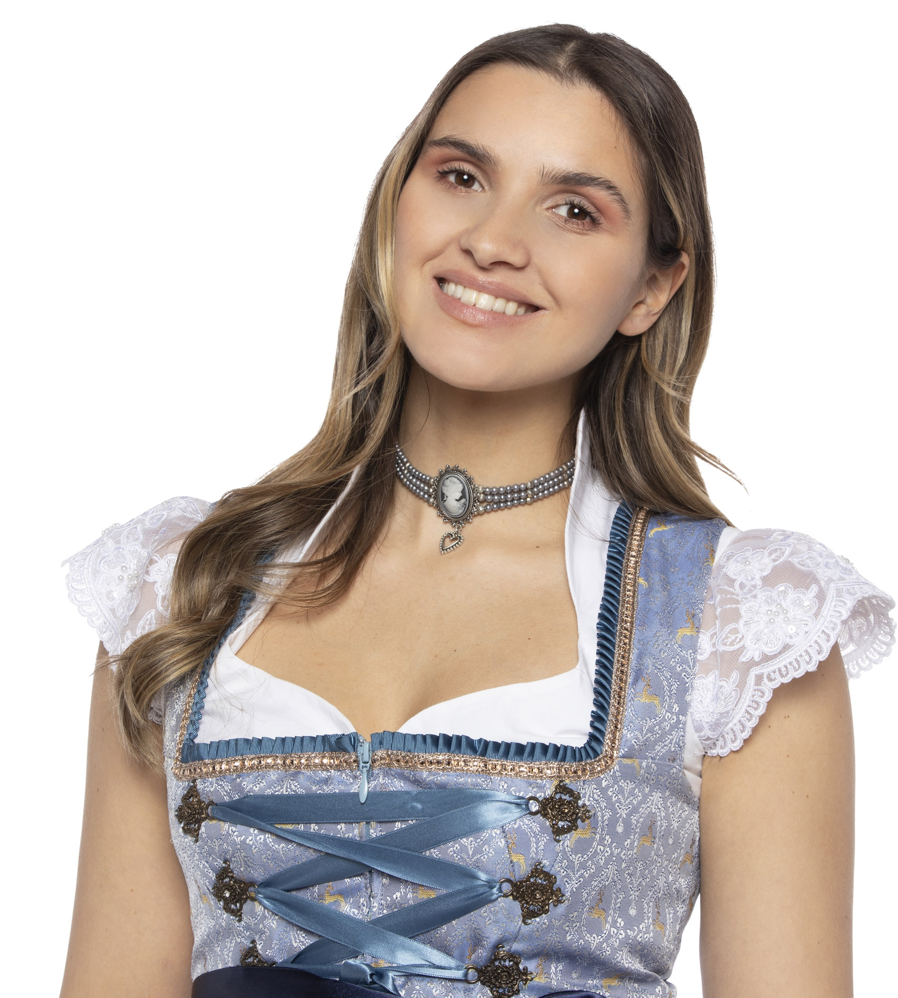 Perlen-Kropfkette mit Herzanhänger