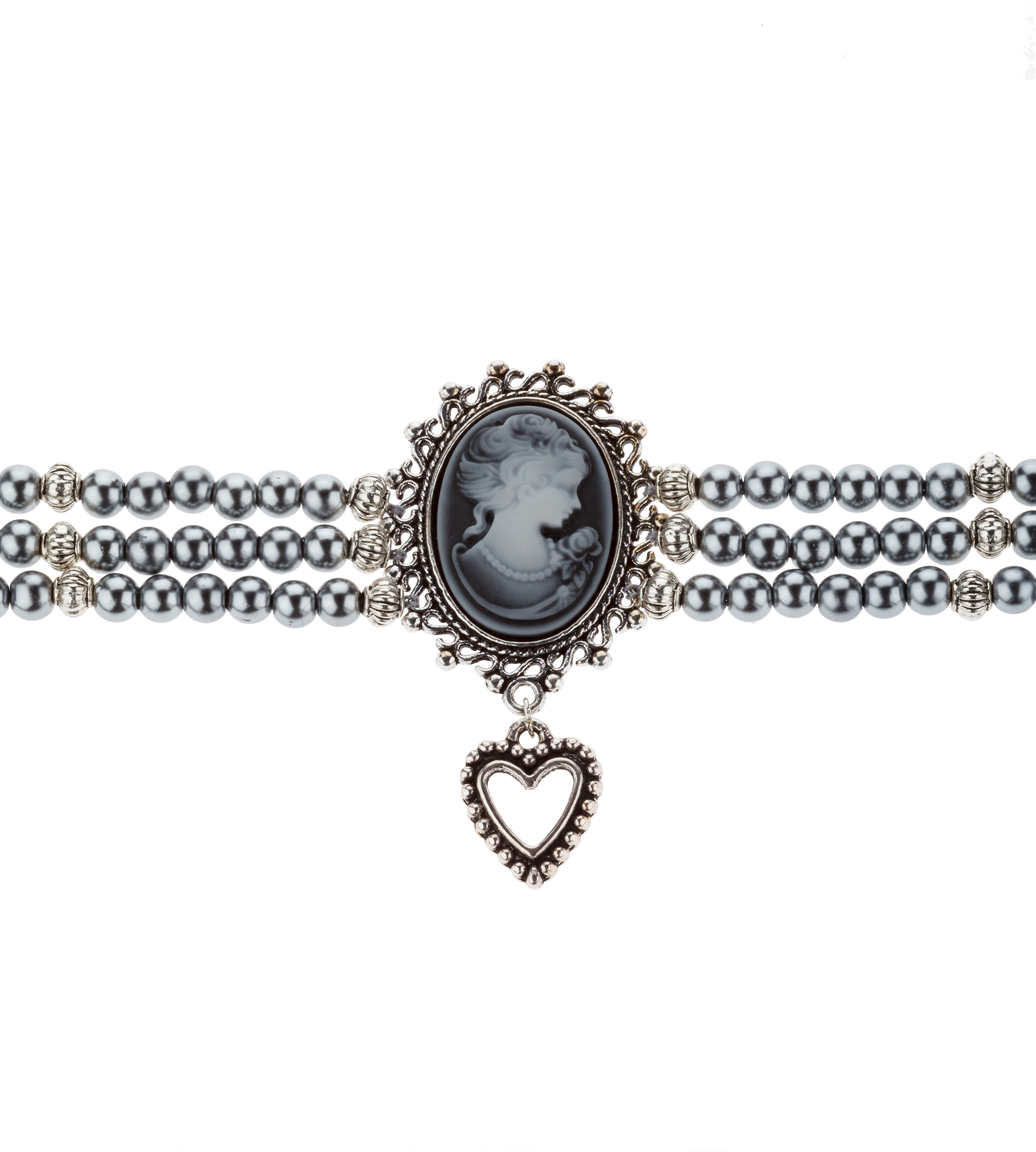 Perlen-Kropfkette mit Herzanhänger