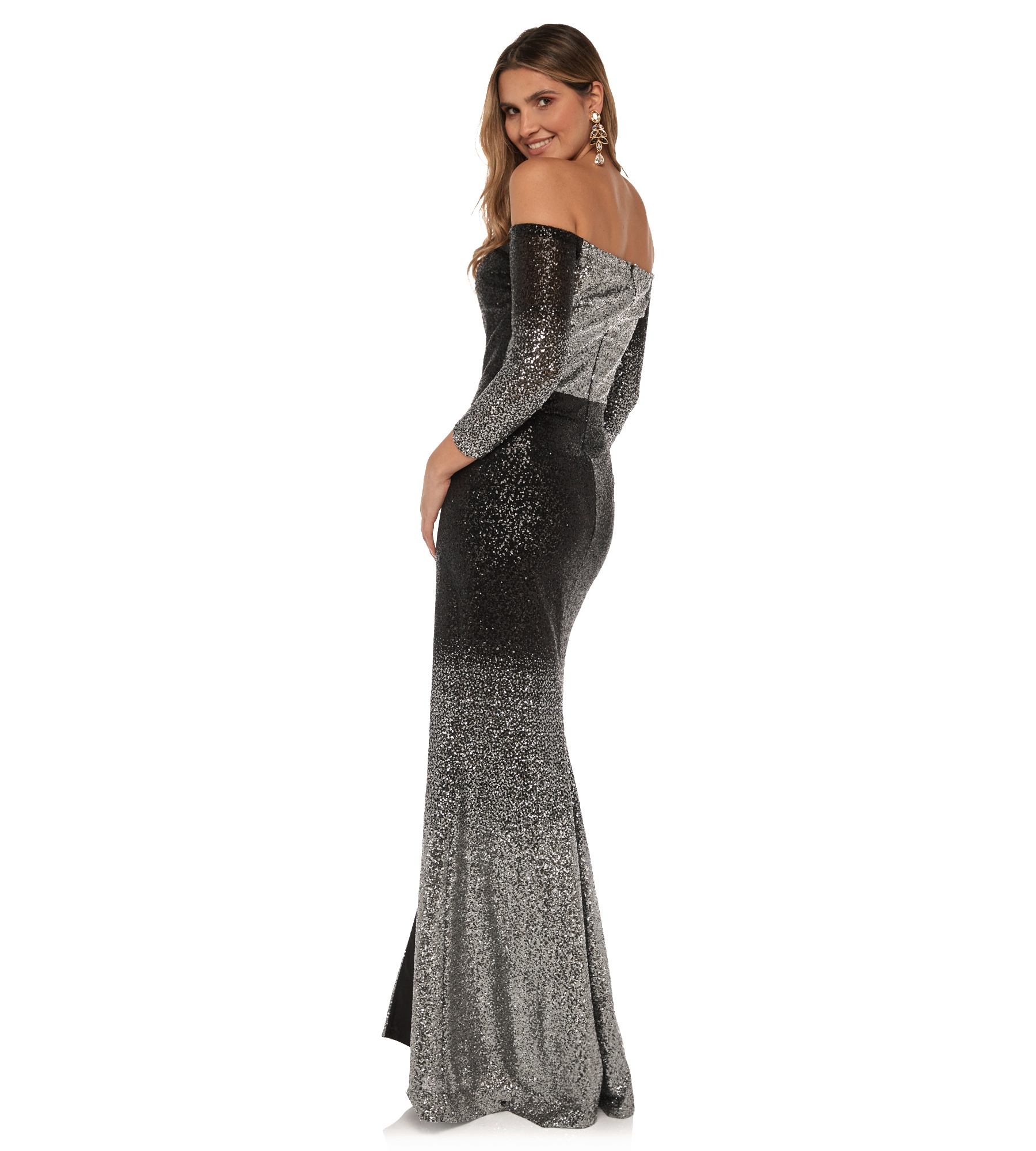 Paillettenkleid mit schwarz-silber Verlauf