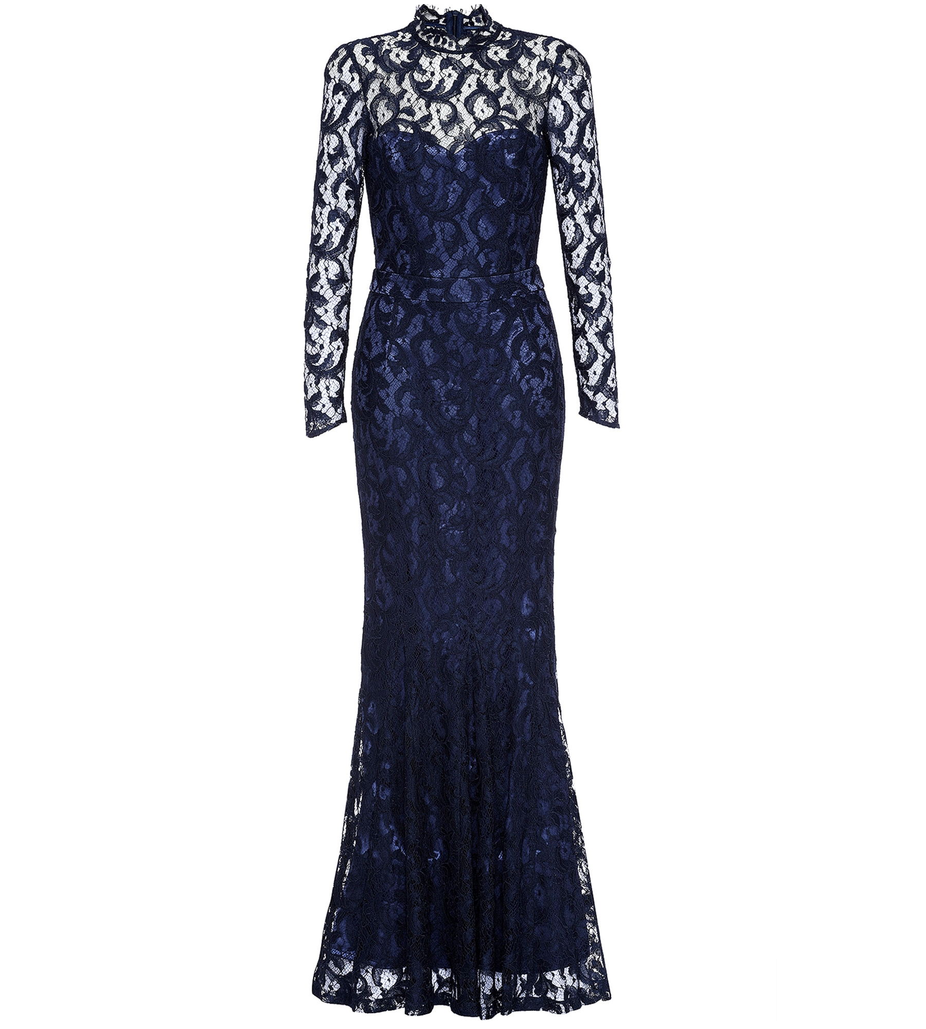 Spitzenkleid in Blau mit Stehkragen