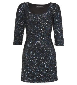 Pailletten-Minikleid mit 3/4 Arm in Schwarz