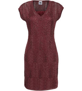 Bordeauxfarbenes Kleid mit metallisiertem Garn