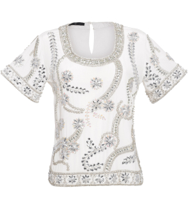 Besticktes Strasstop aus Seide