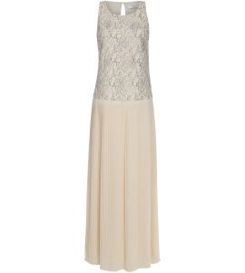Abendkleid in Créme mit Plissée-Rock