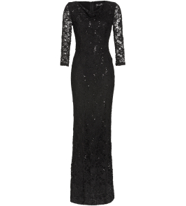 Abendkleid aus Spitze mit Pailletten in Schwarz